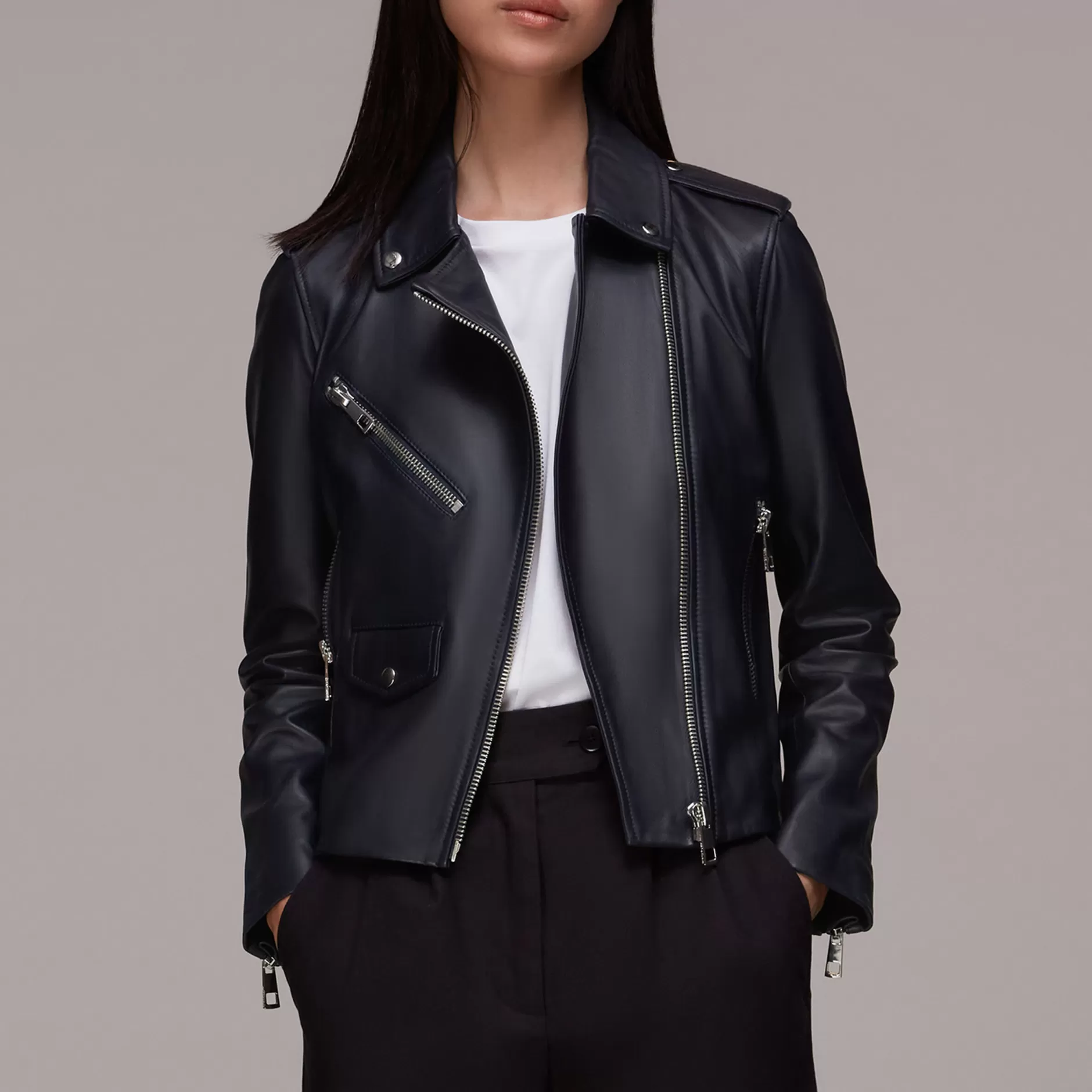 Women Whistles Jackets | Agnes Pocket Leather Jacket