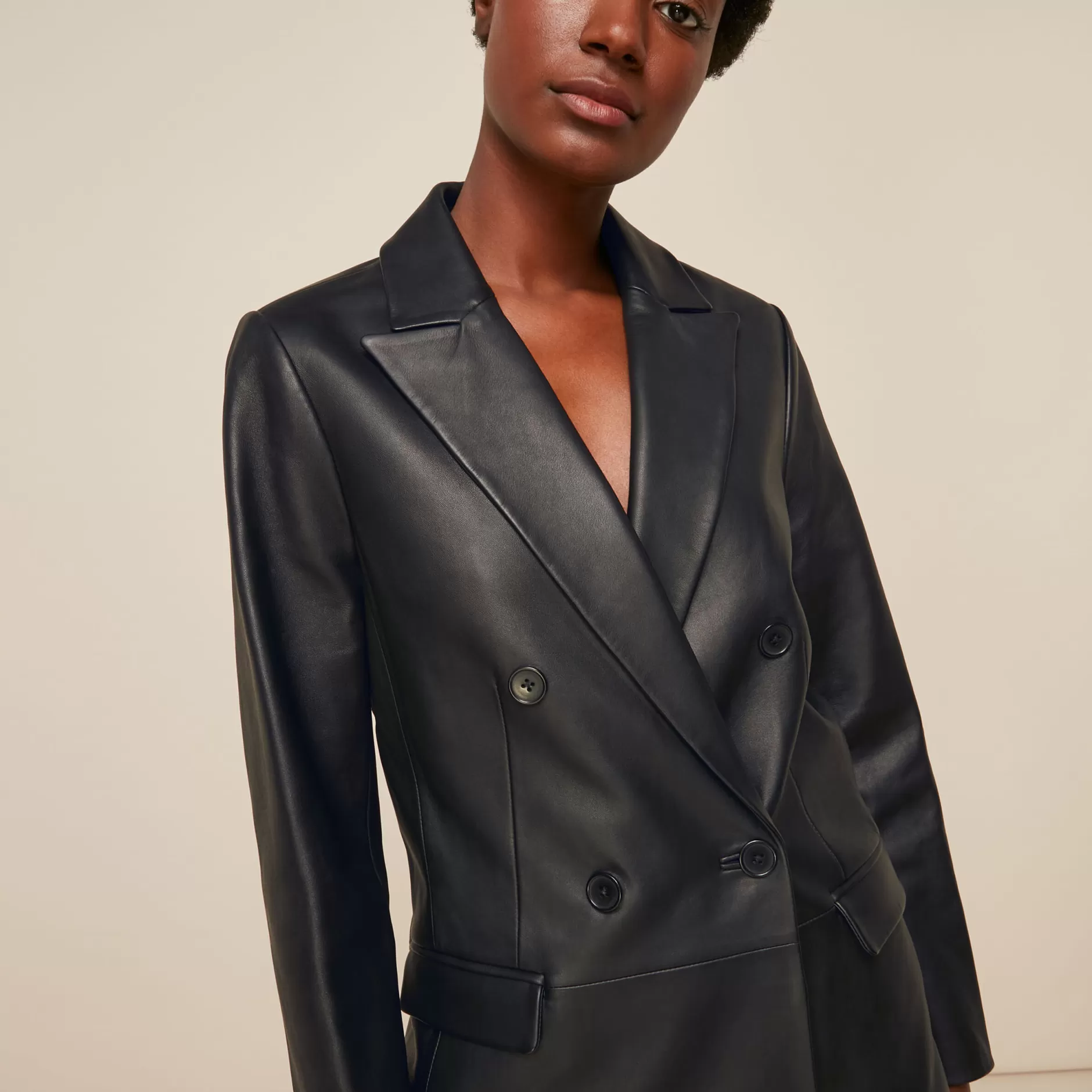 Women Whistles Coats | Aliza Waisted Leather Blazer