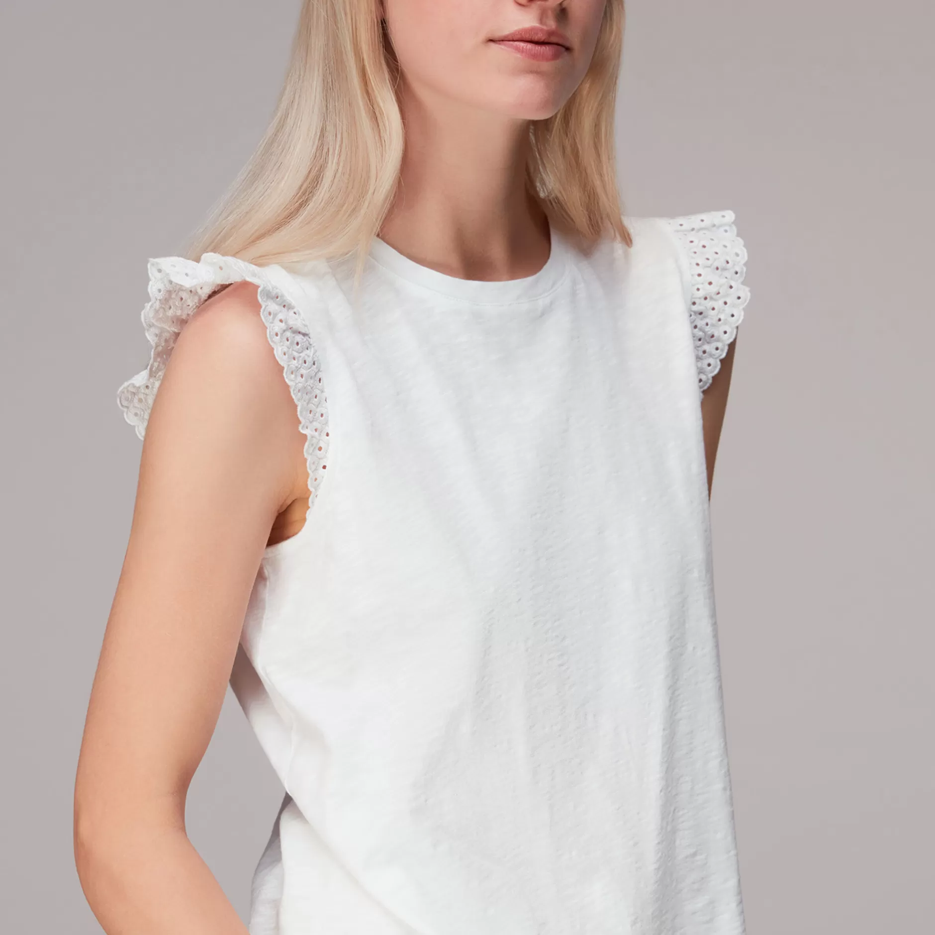 Women Whistles T-Shirts | Broderie Frill Sleeve Tee