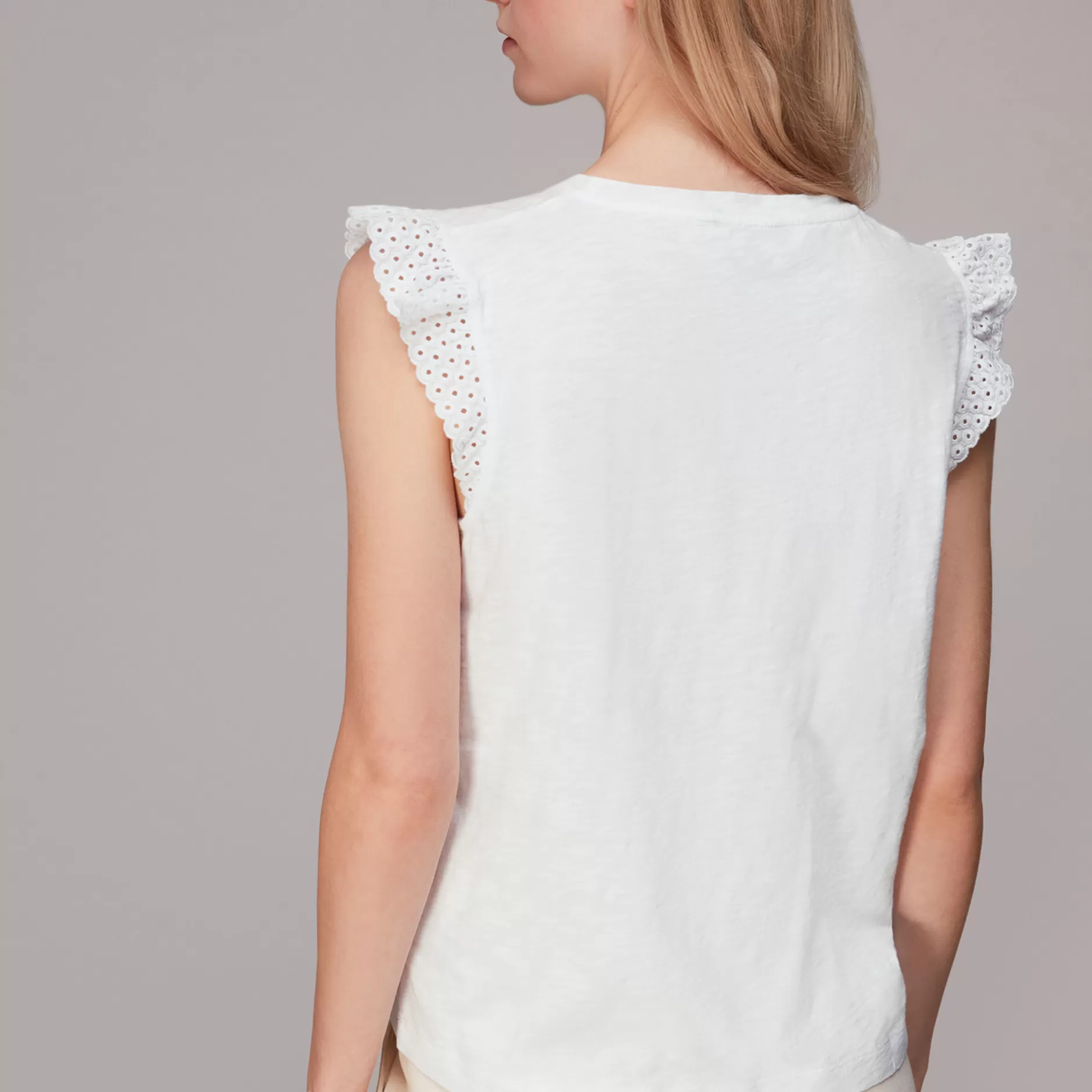 Women Whistles T-Shirts | Broderie Frill Sleeve Tee