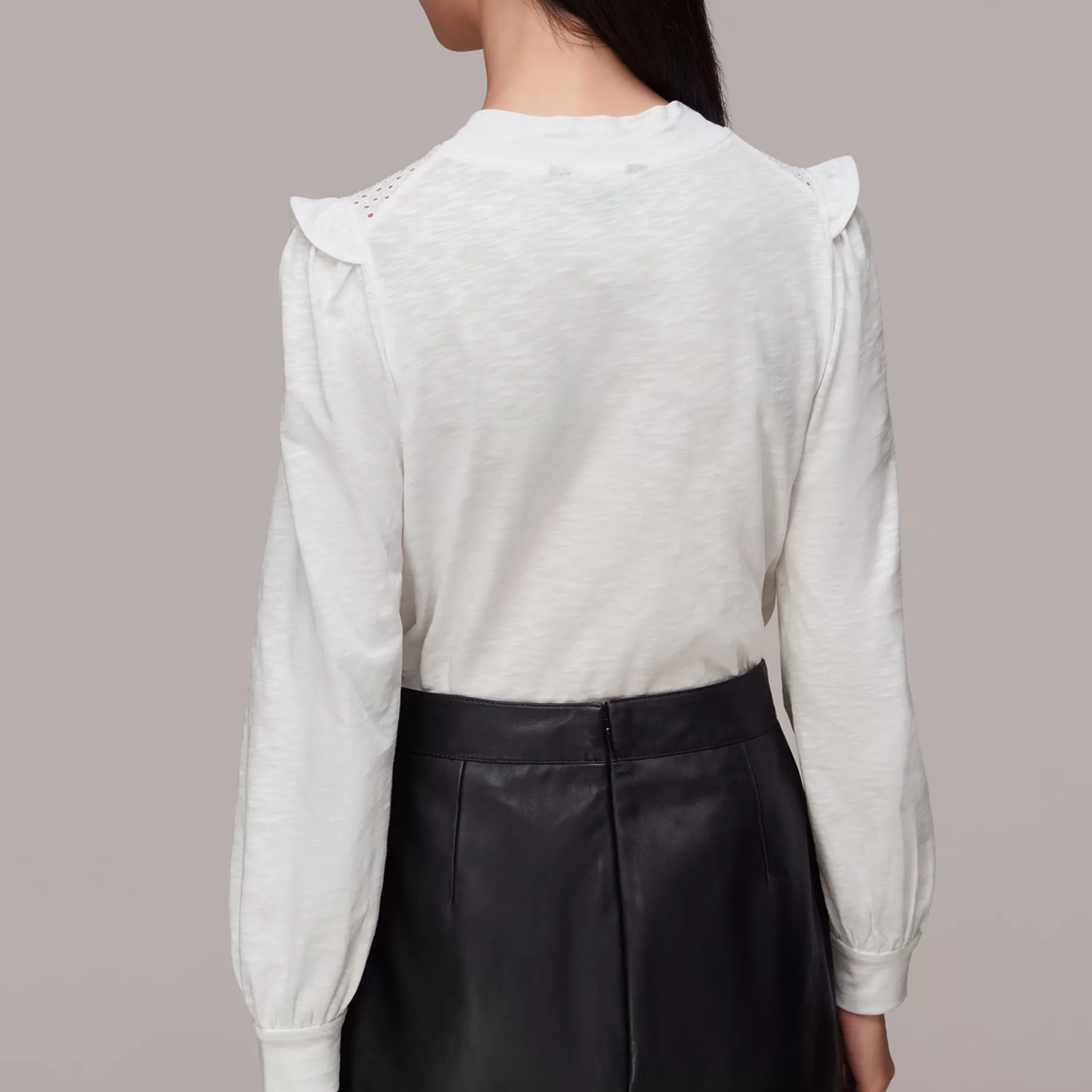 Women Whistles Tops | Broderie Yoke Frill Detail Top