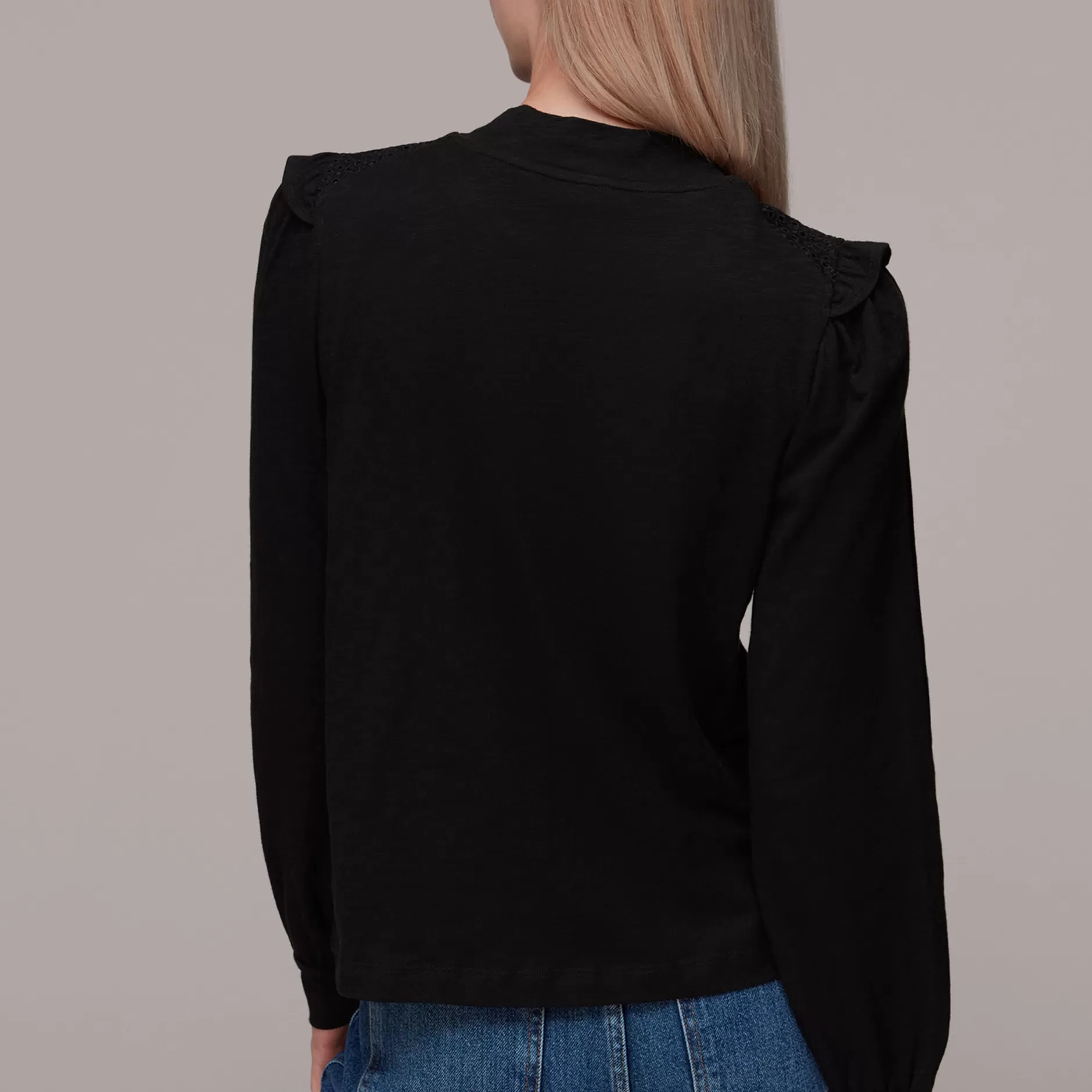 Women Whistles Tops | Broderie Yoke Frill Detail Top