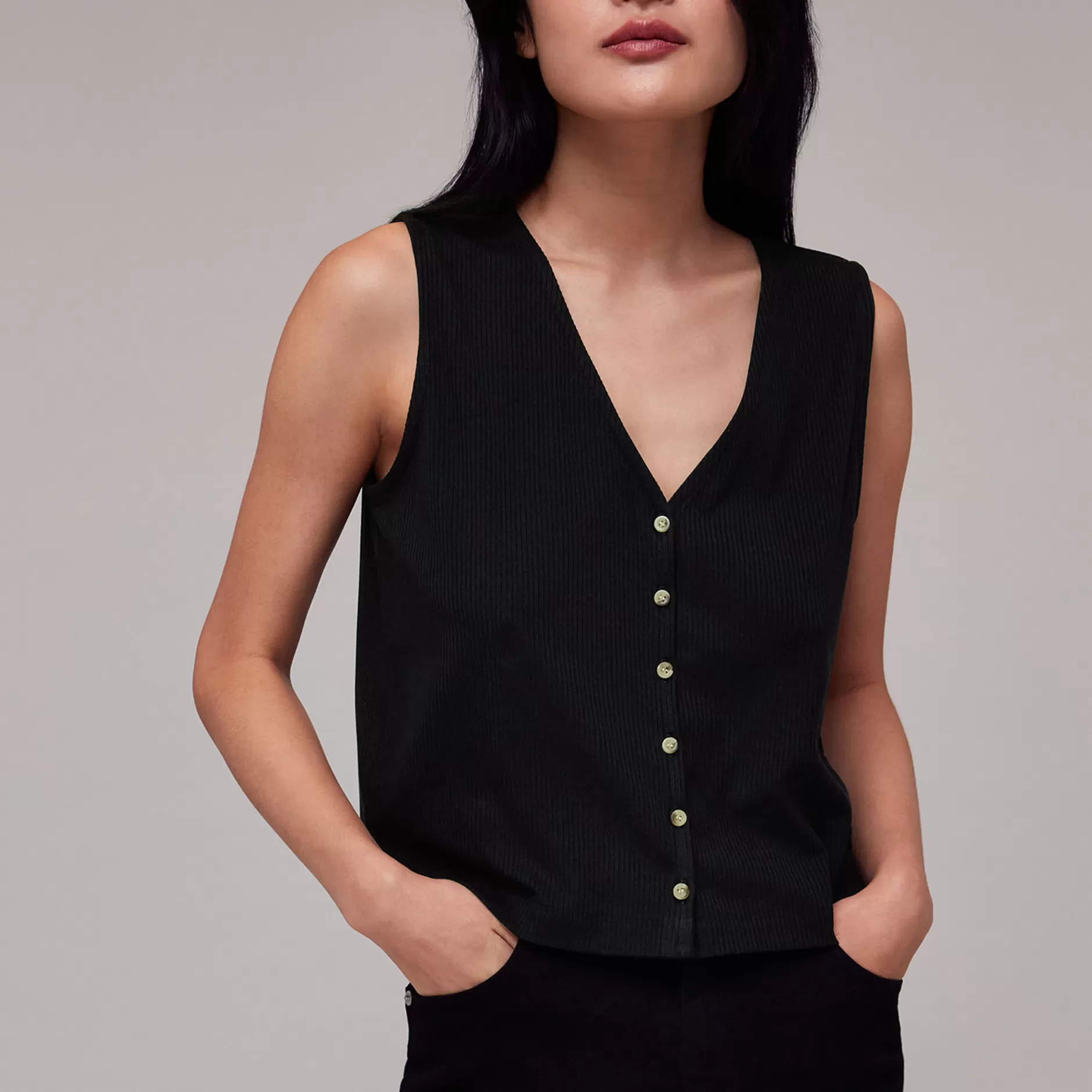 Women Whistles Jackets | Button Front Rib Tank