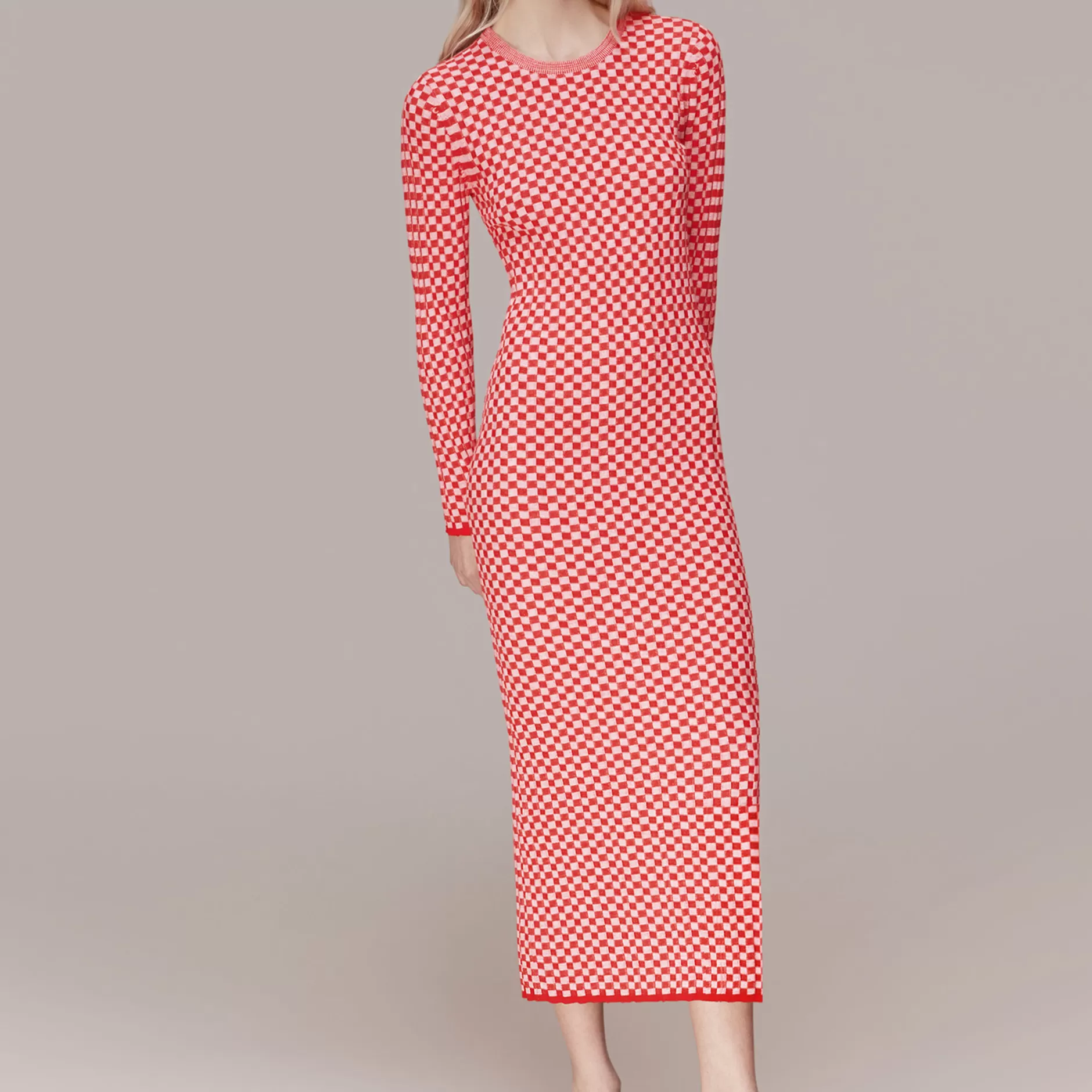 Women Whistles Dresses | Checkerboard Knit Midi Dress