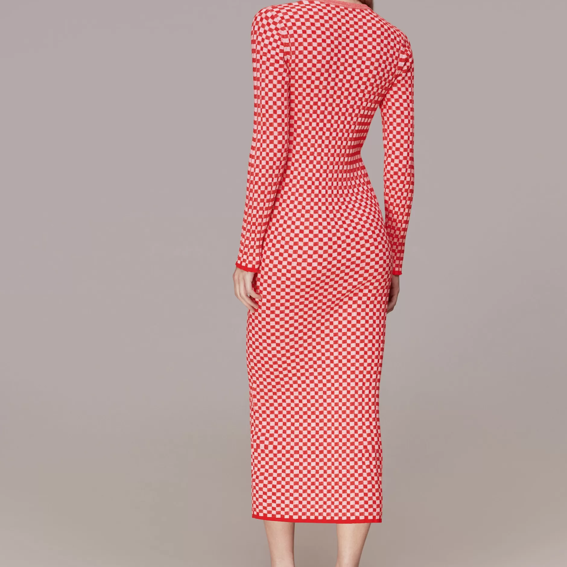 Women Whistles Dresses | Checkerboard Knit Midi Dress