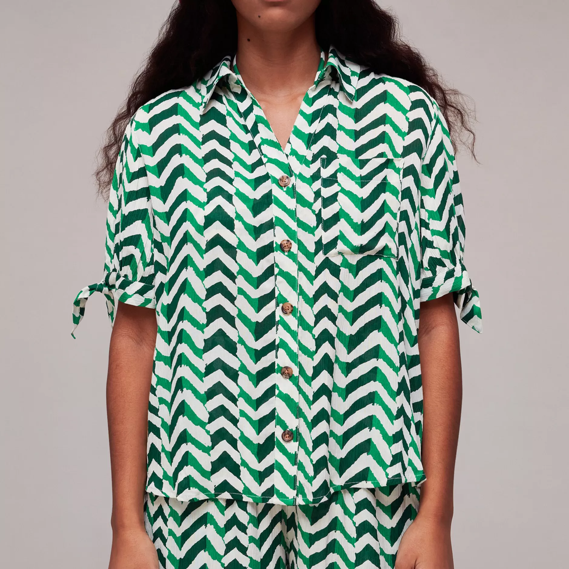 Women Whistles Swimwear | Chevron Tie Sleeve Beach Shirt