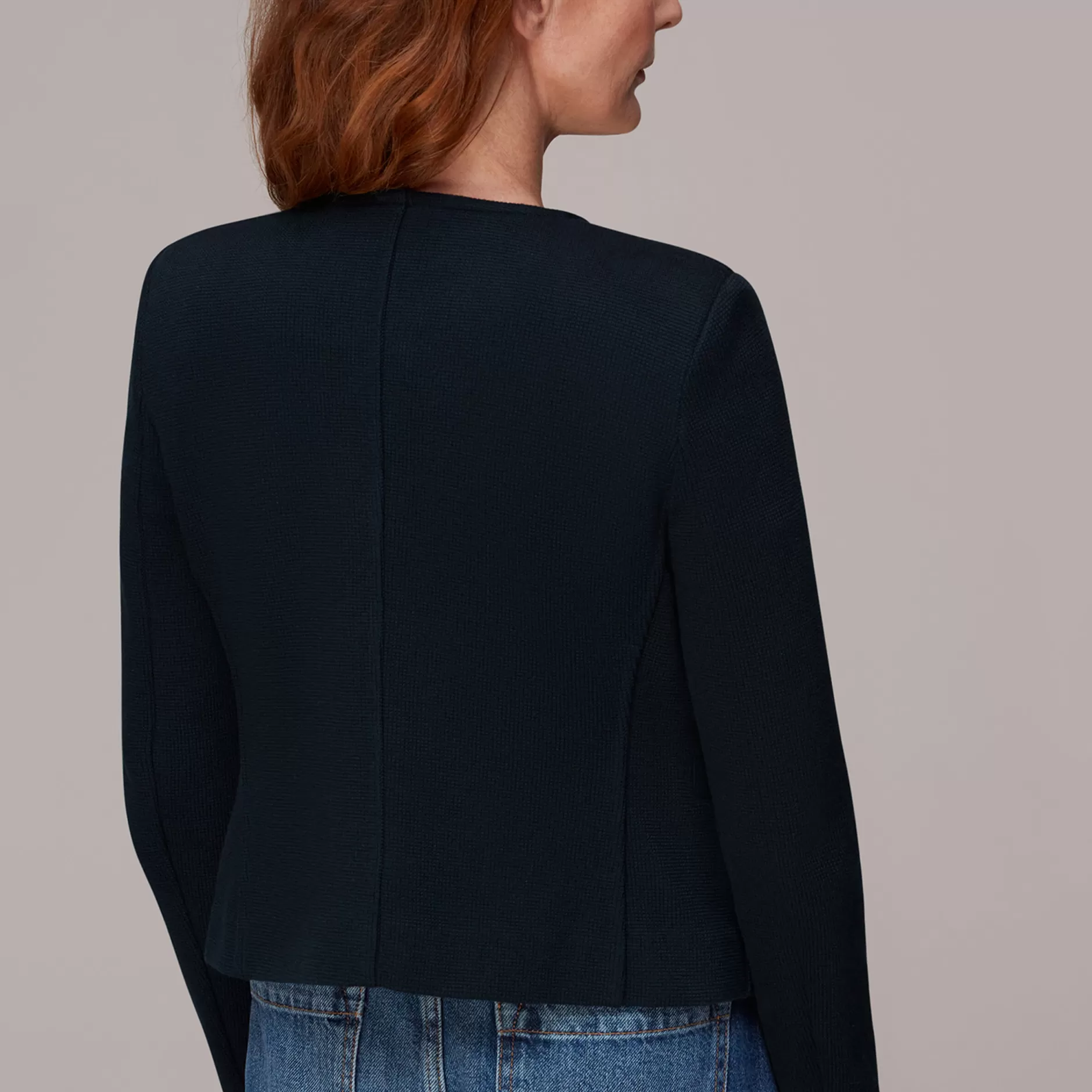 Women Whistles Tailoring | Collarless Jersey Jacket