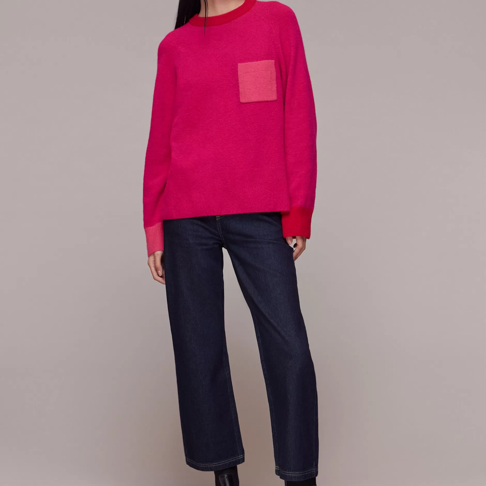 Women Whistles Knitwear | Colour Block Pocket Sweater