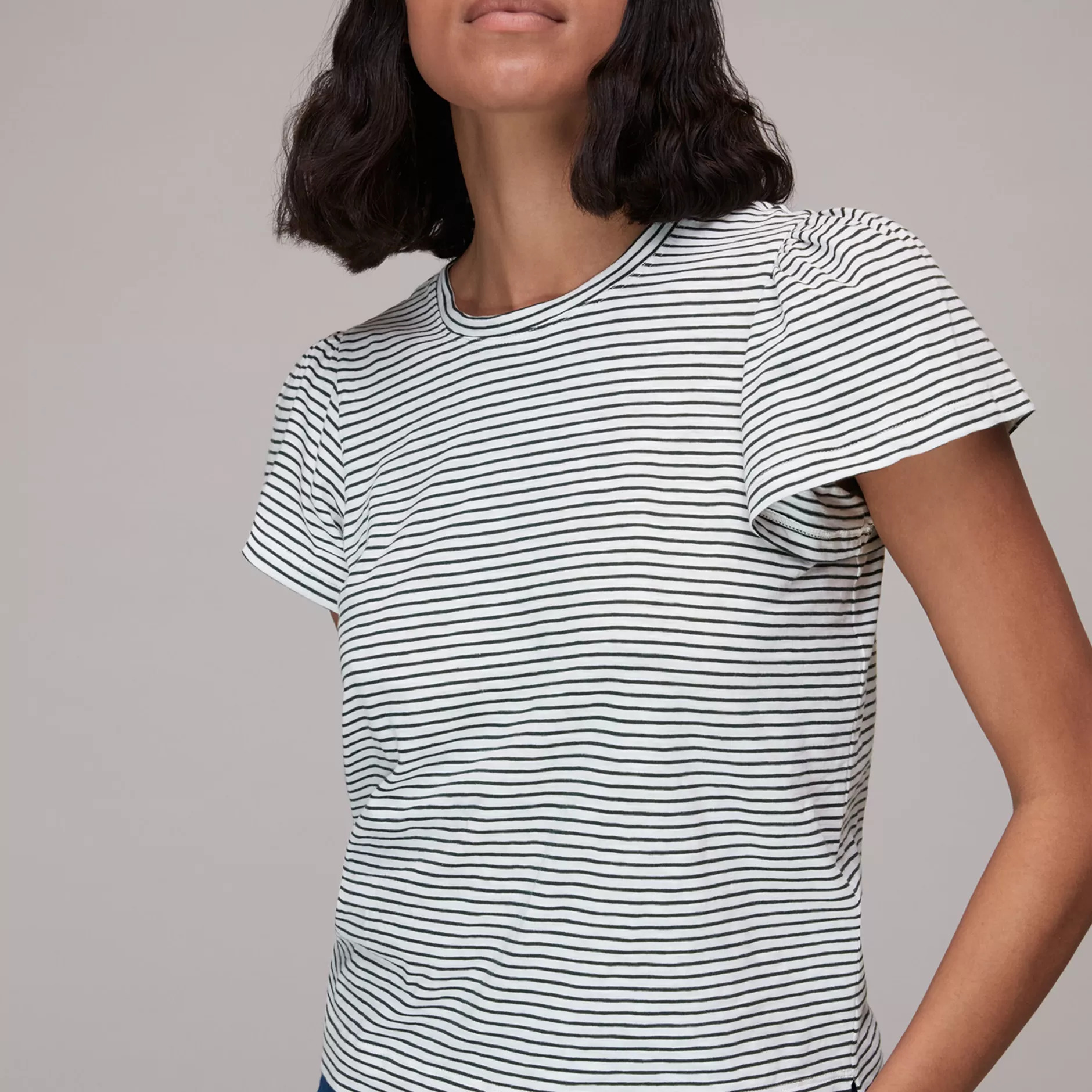 Women Whistles T-Shirts | Cotton Frill Stripe T Shirt