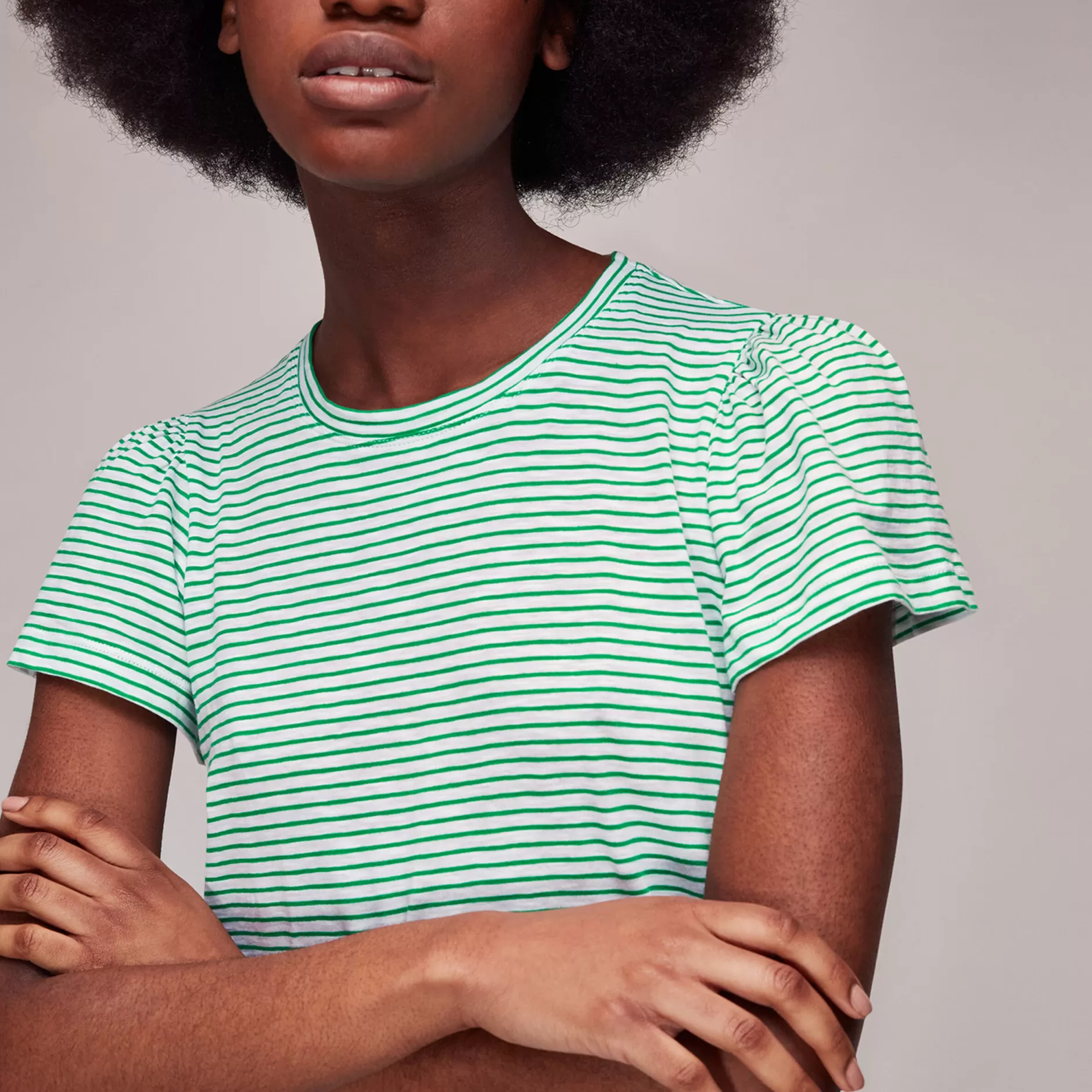 Women Whistles T-Shirts | Cotton Frill Stripe T-Shirt