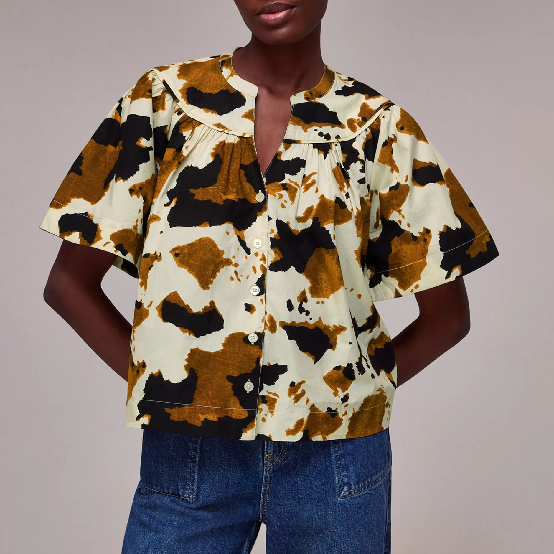 Women Whistles Tops | Cow Print Izzy Trapeze Top