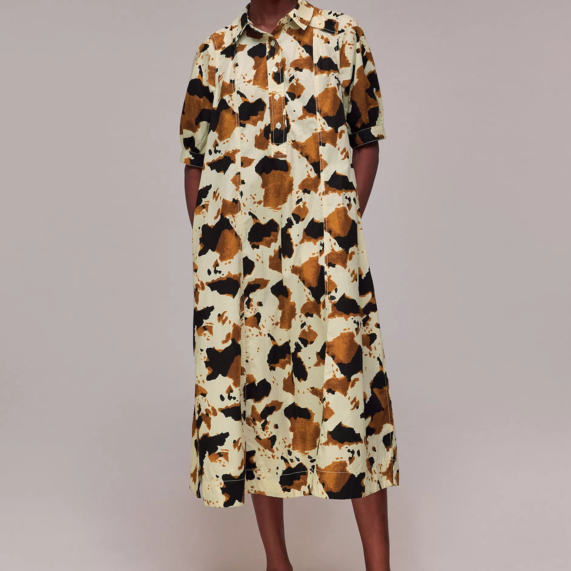 Women Whistles Dresses | Cow Print Shirt Dress