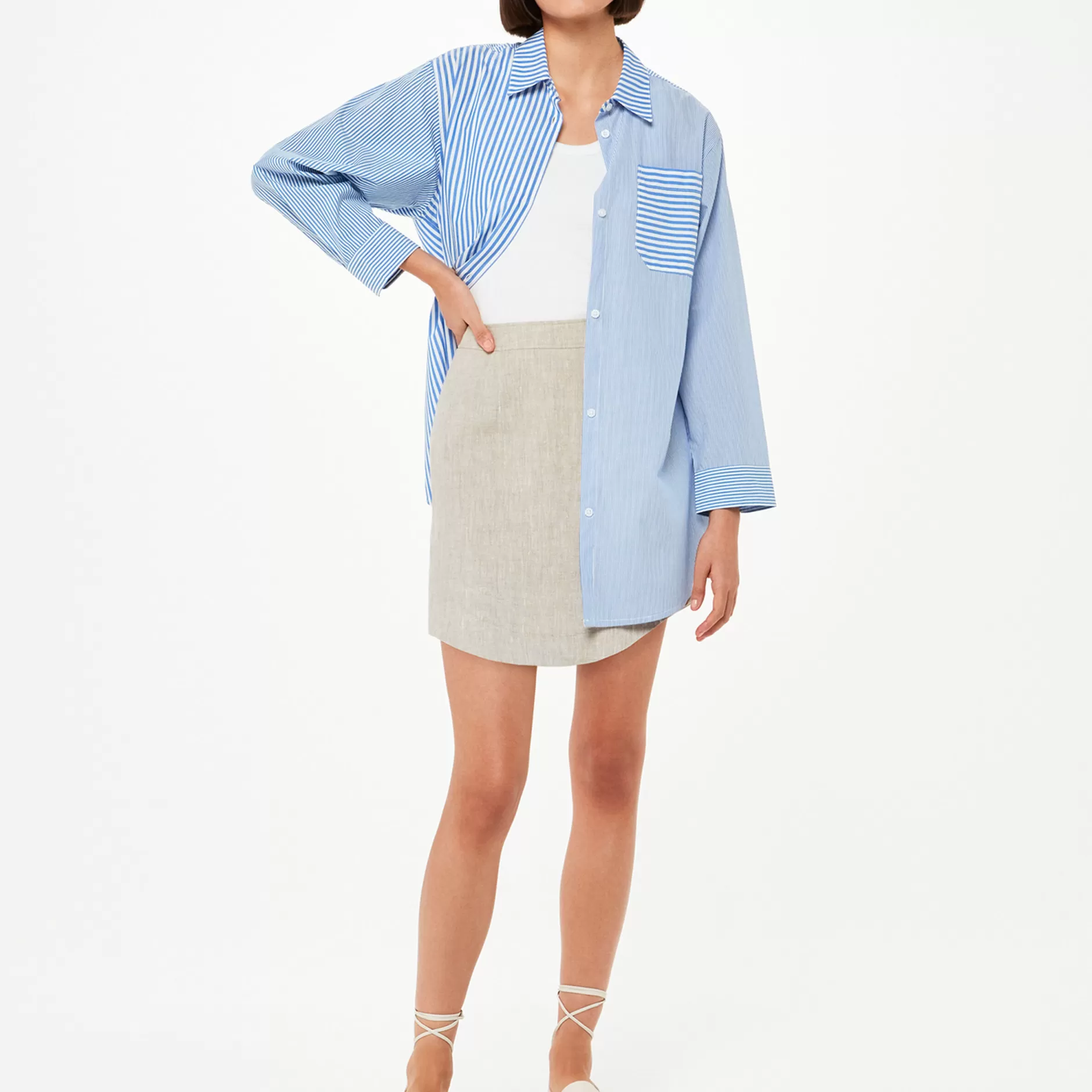 Women Whistles Skirts | Curved Hem Linen Skirt