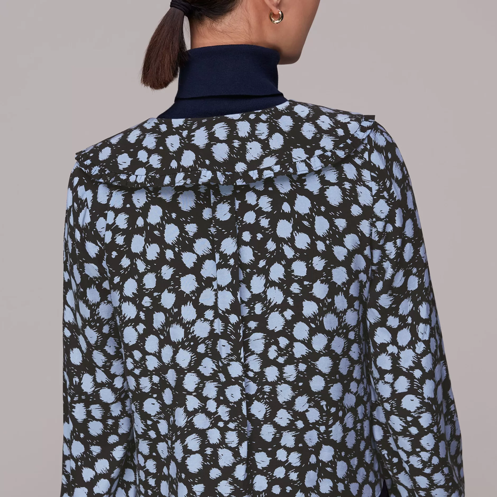 Women Whistles Tops | Dalmatian Print Collar Top