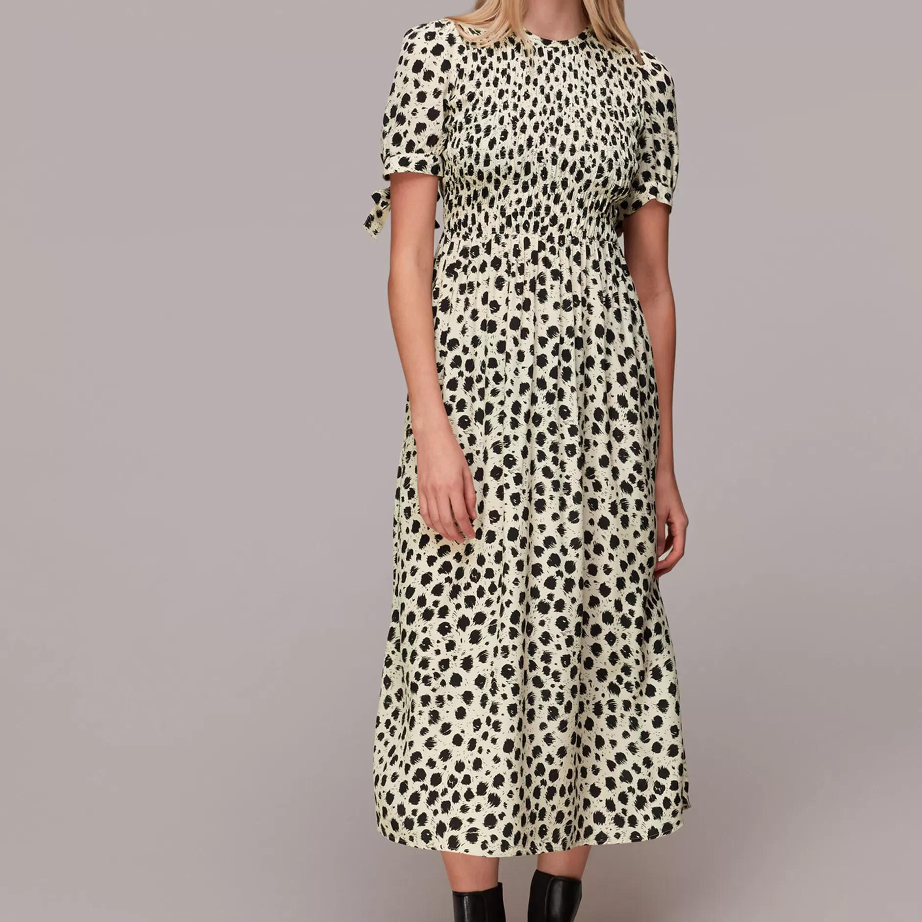 Women Whistles Dresses | Dalmatian Shirred Midi Dress