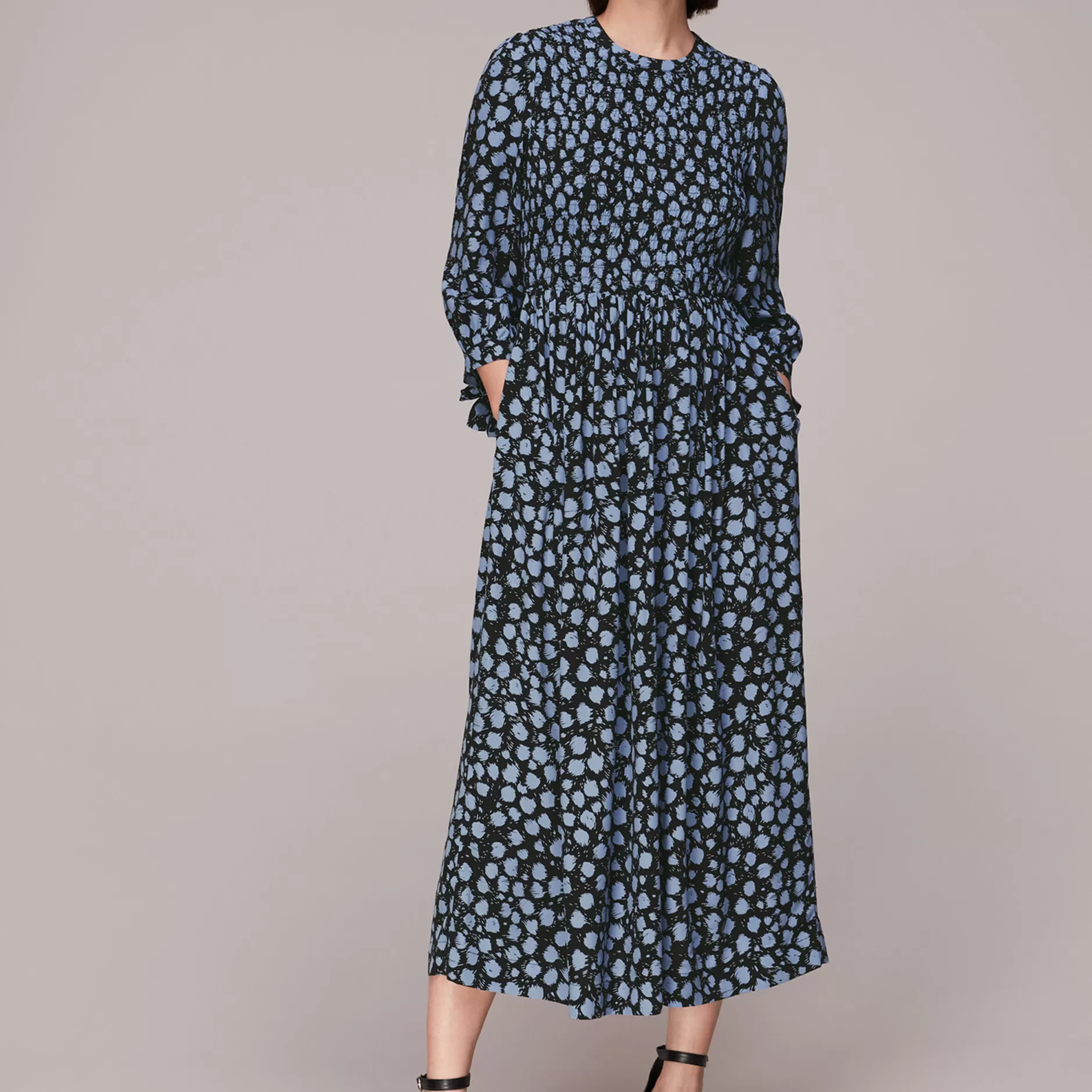 Women Whistles Dresses | Dalmatian Shirred Midi Dress