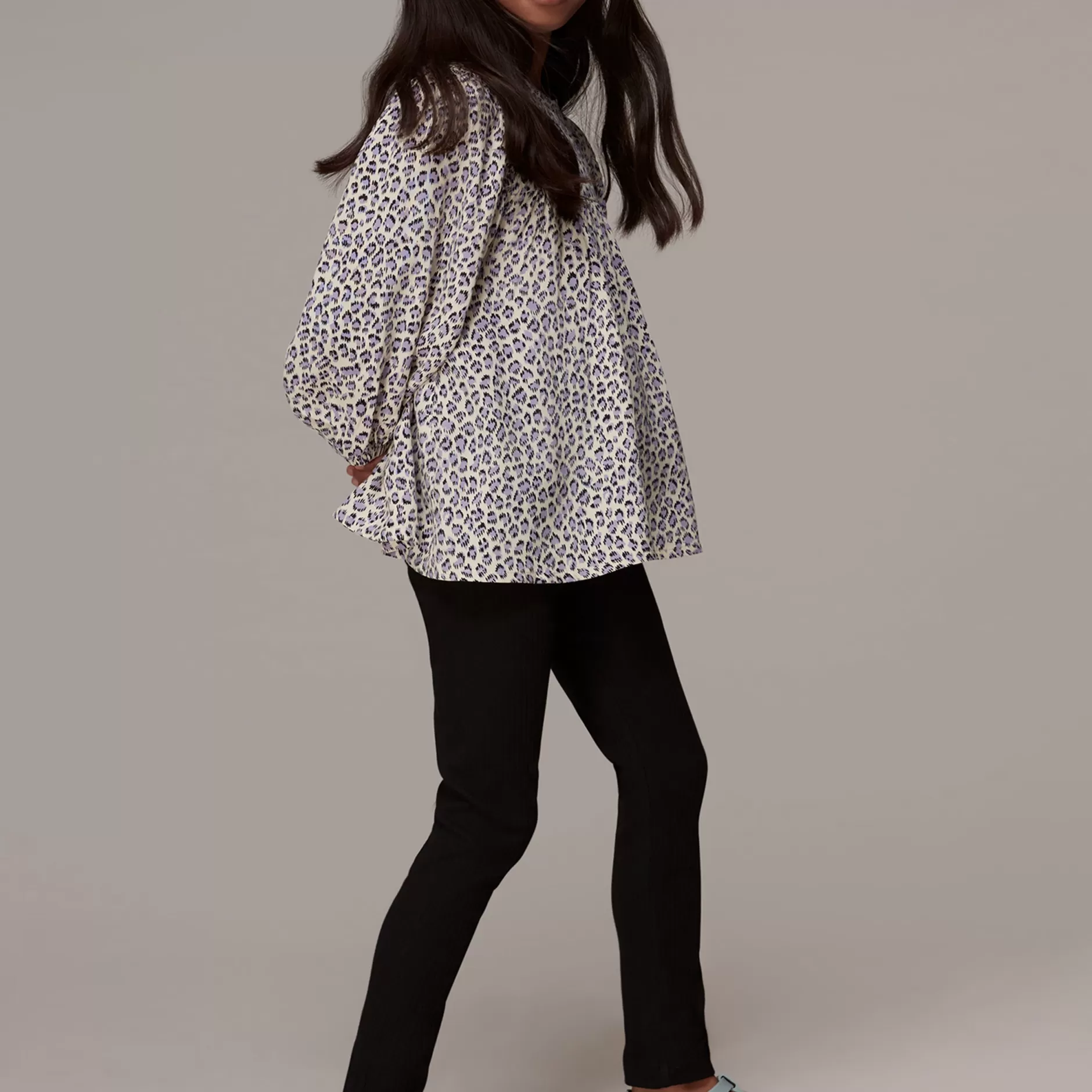 Women Whistles Tops | Dashed Leopard Wren Sleeve Top