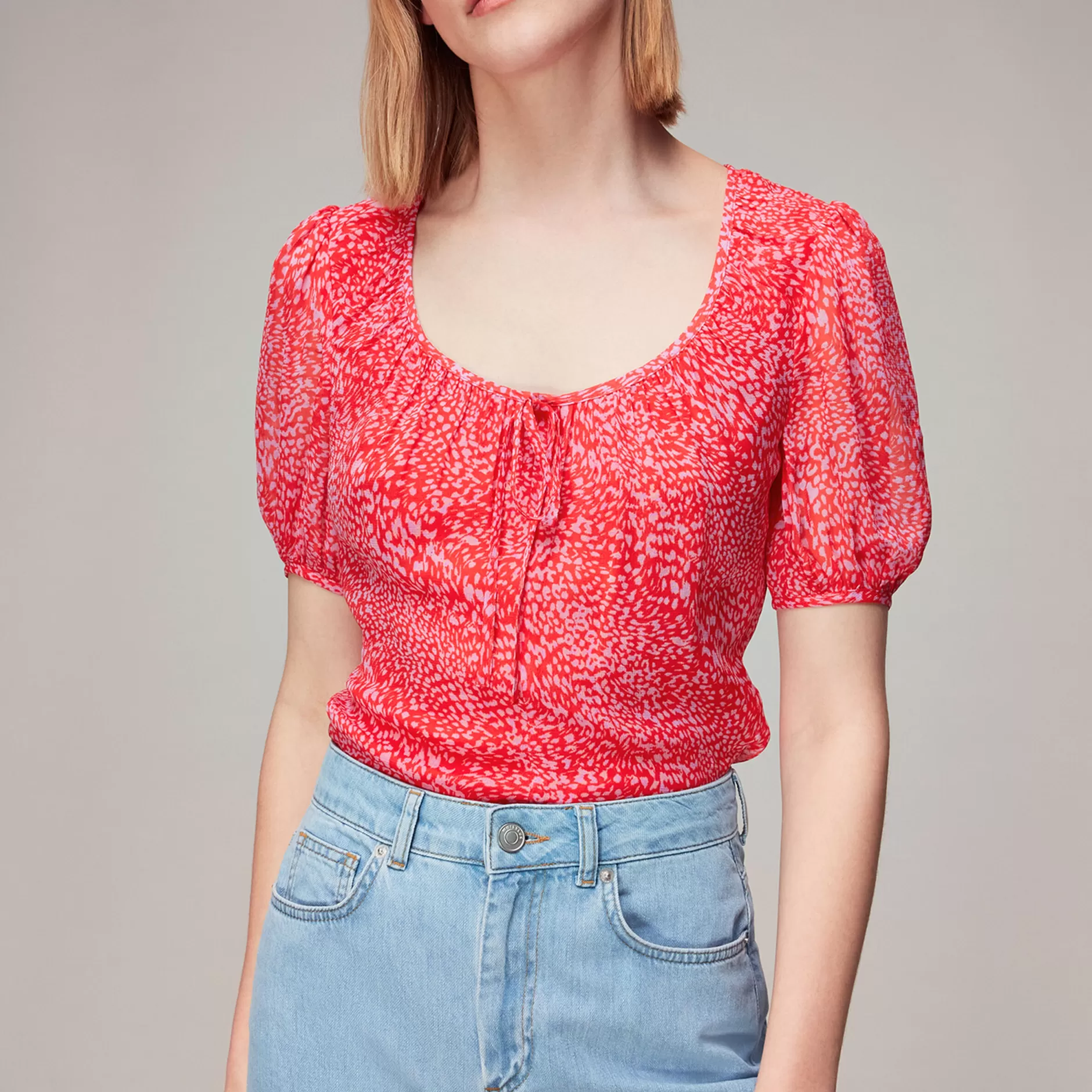 Women Whistles Tops | Diagonal Leopard Top