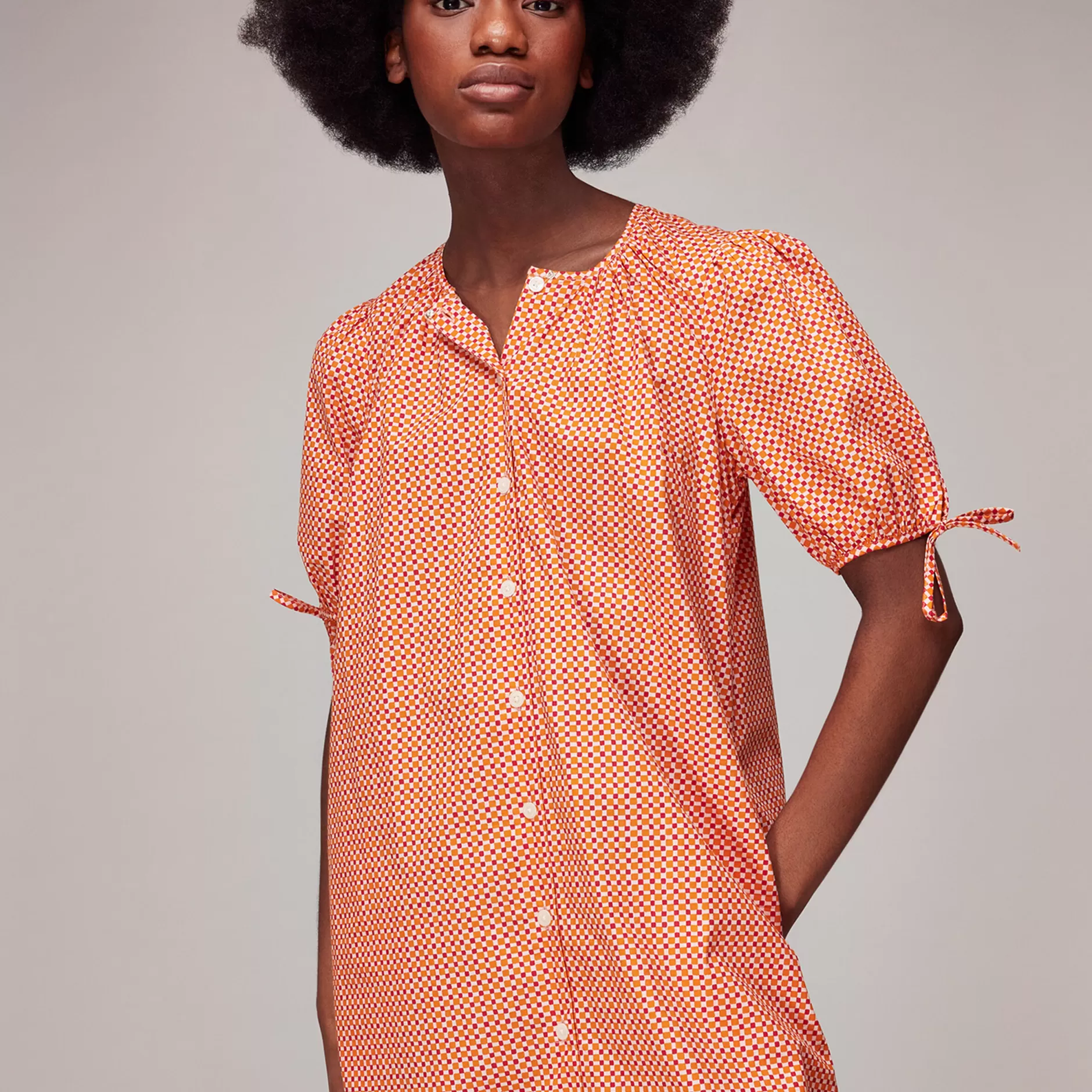 Women Whistles Dresses | Ditsy Square Button Up Dress