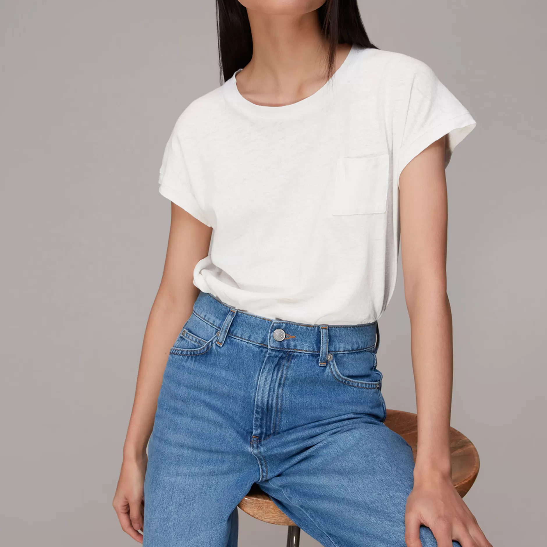 Women Whistles T-Shirts | Ember Linen Mix Pocket Tee