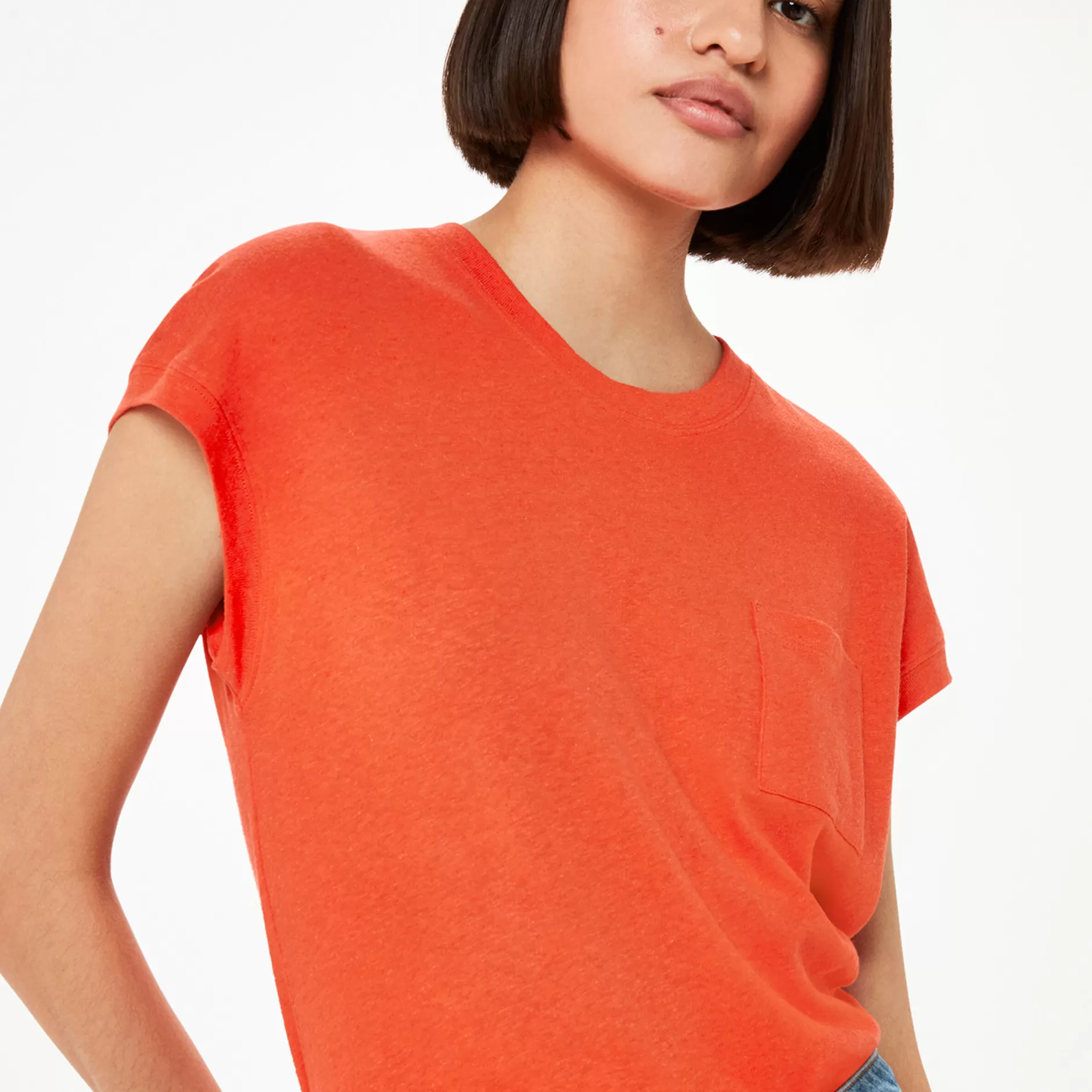 Women Whistles T-Shirts | Ember Linen Mix Pocket Tee