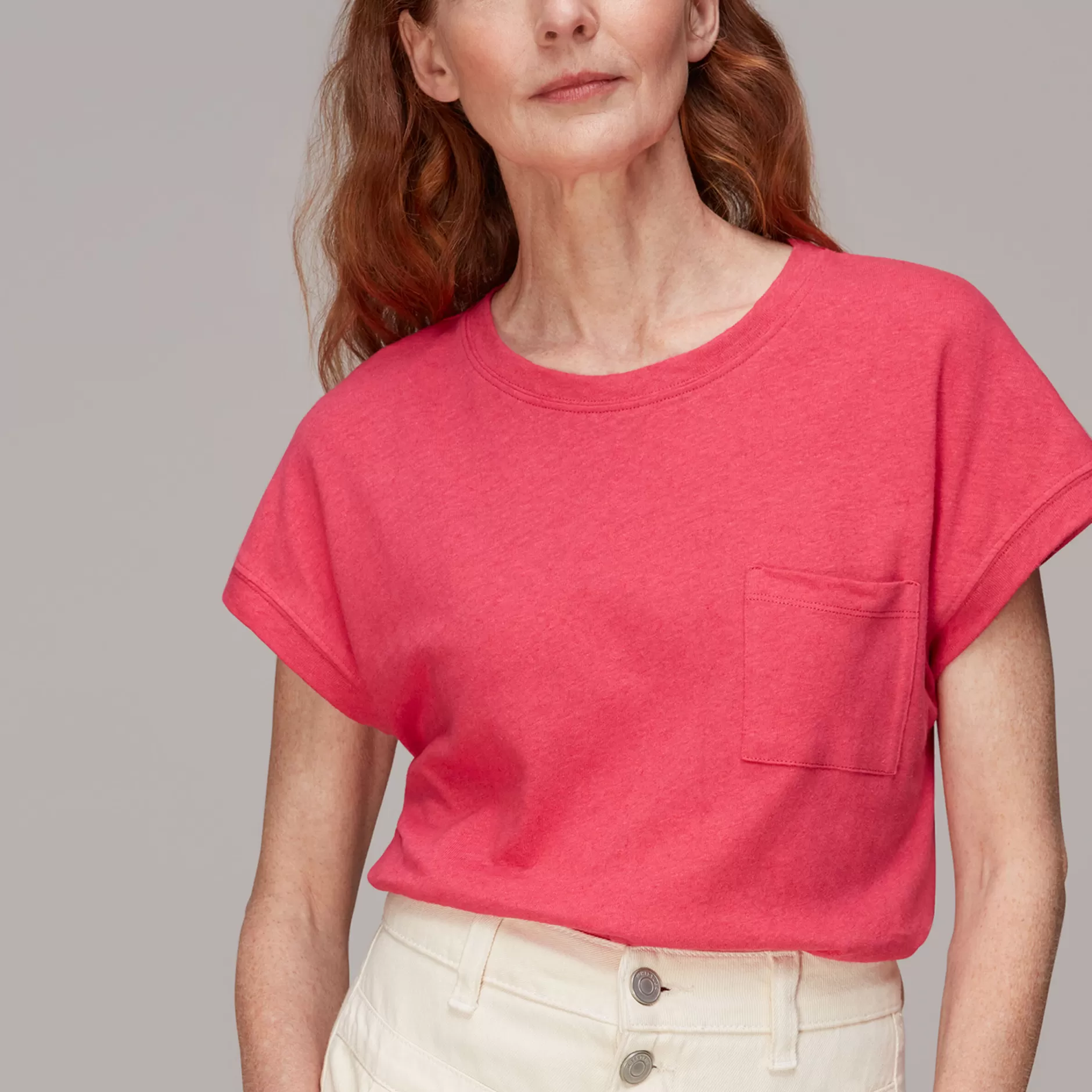 Women Whistles T-Shirts | Ember Linen Mix Pocket Tee