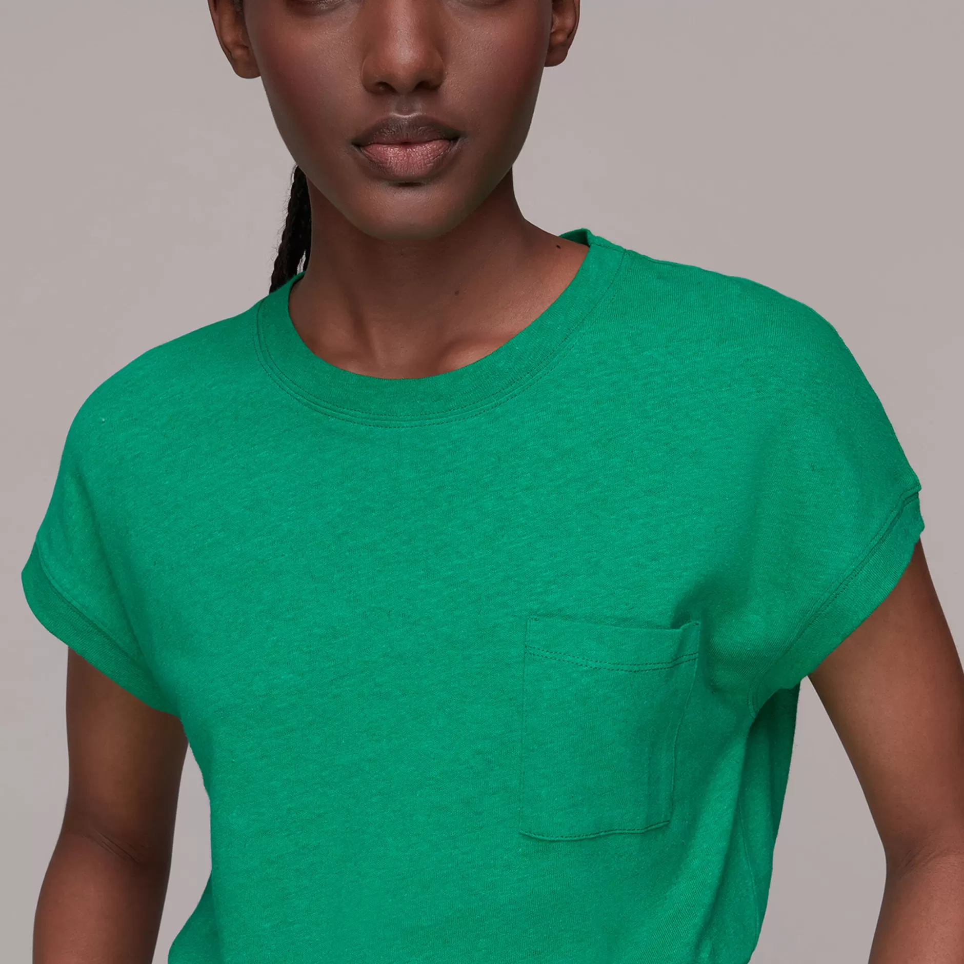 Women Whistles T-Shirts | Ember Linen Mix Pocket Tee