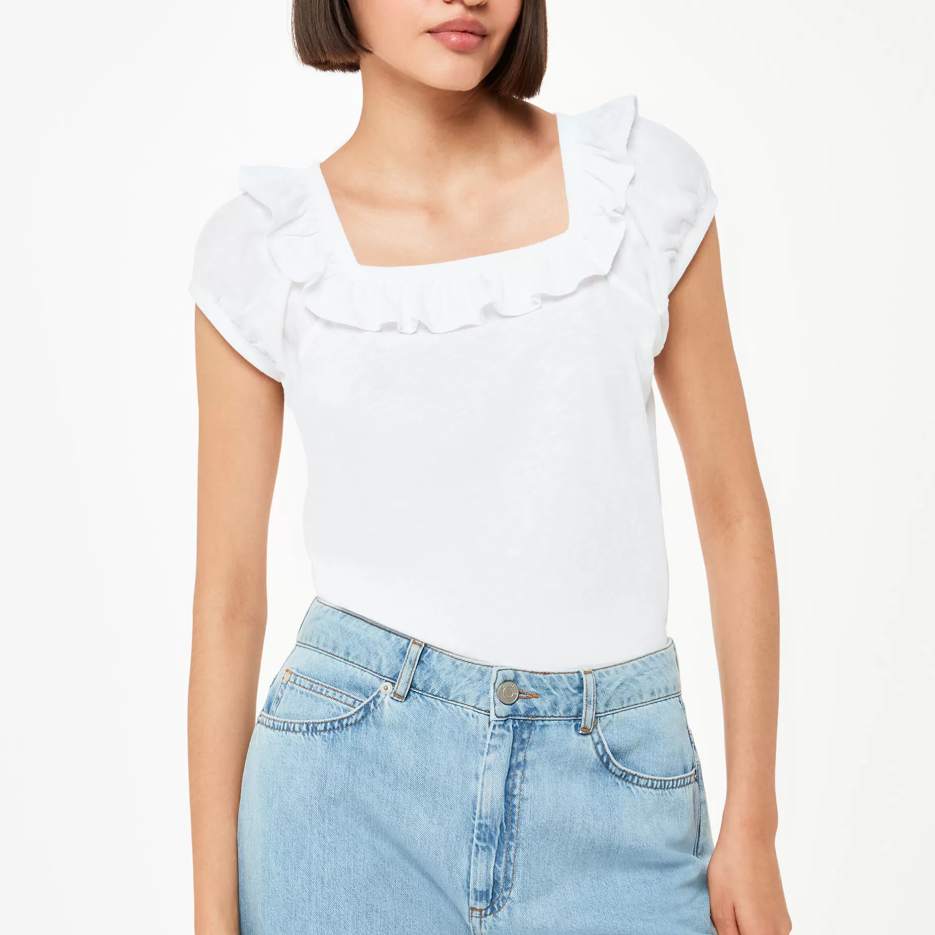 Women Whistles T-Shirts | Frill Square Neck Top