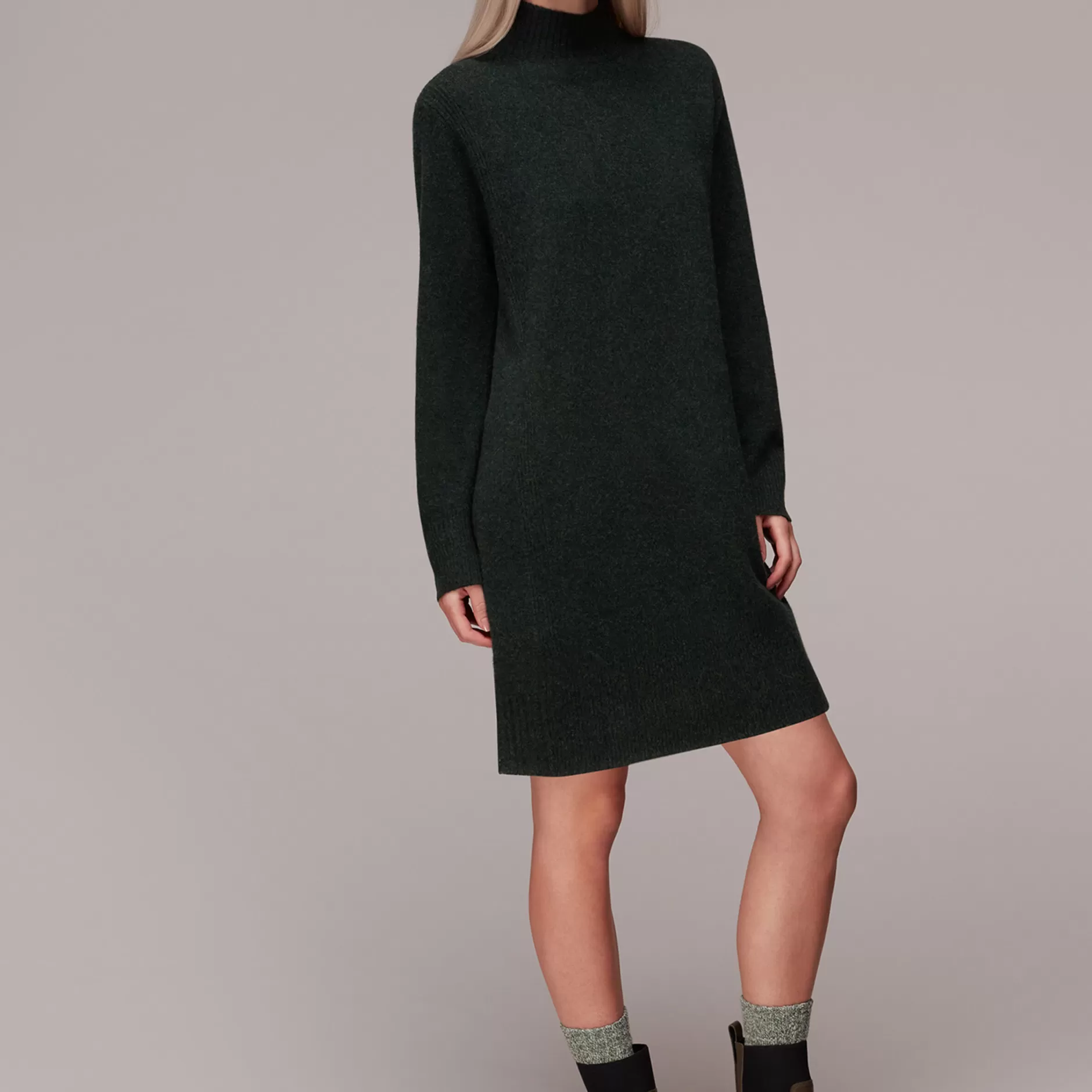 Women Whistles Dresses | Funnel Neck Knitted Dress