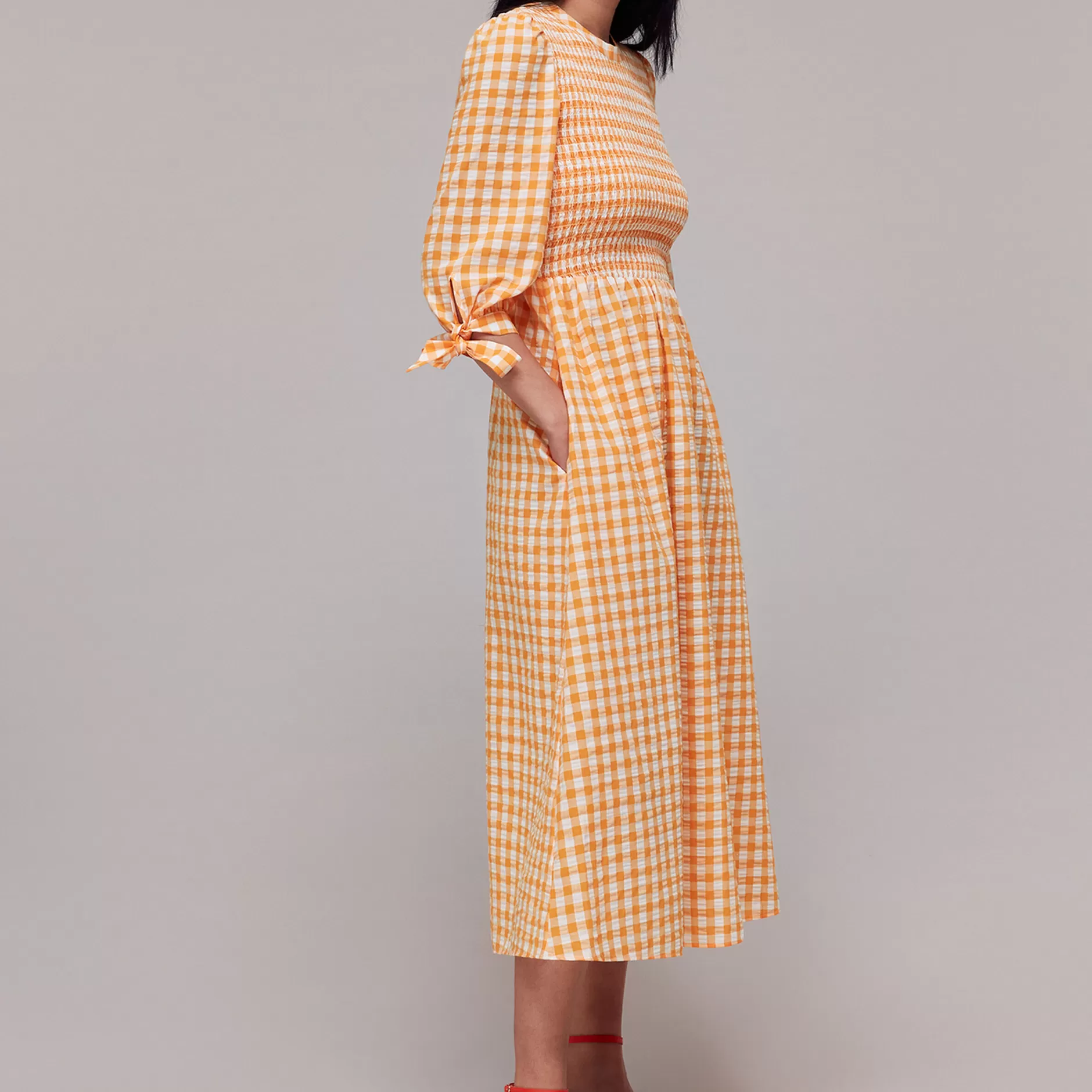 Women Whistles Dresses | Gingham Check Shirred Dress