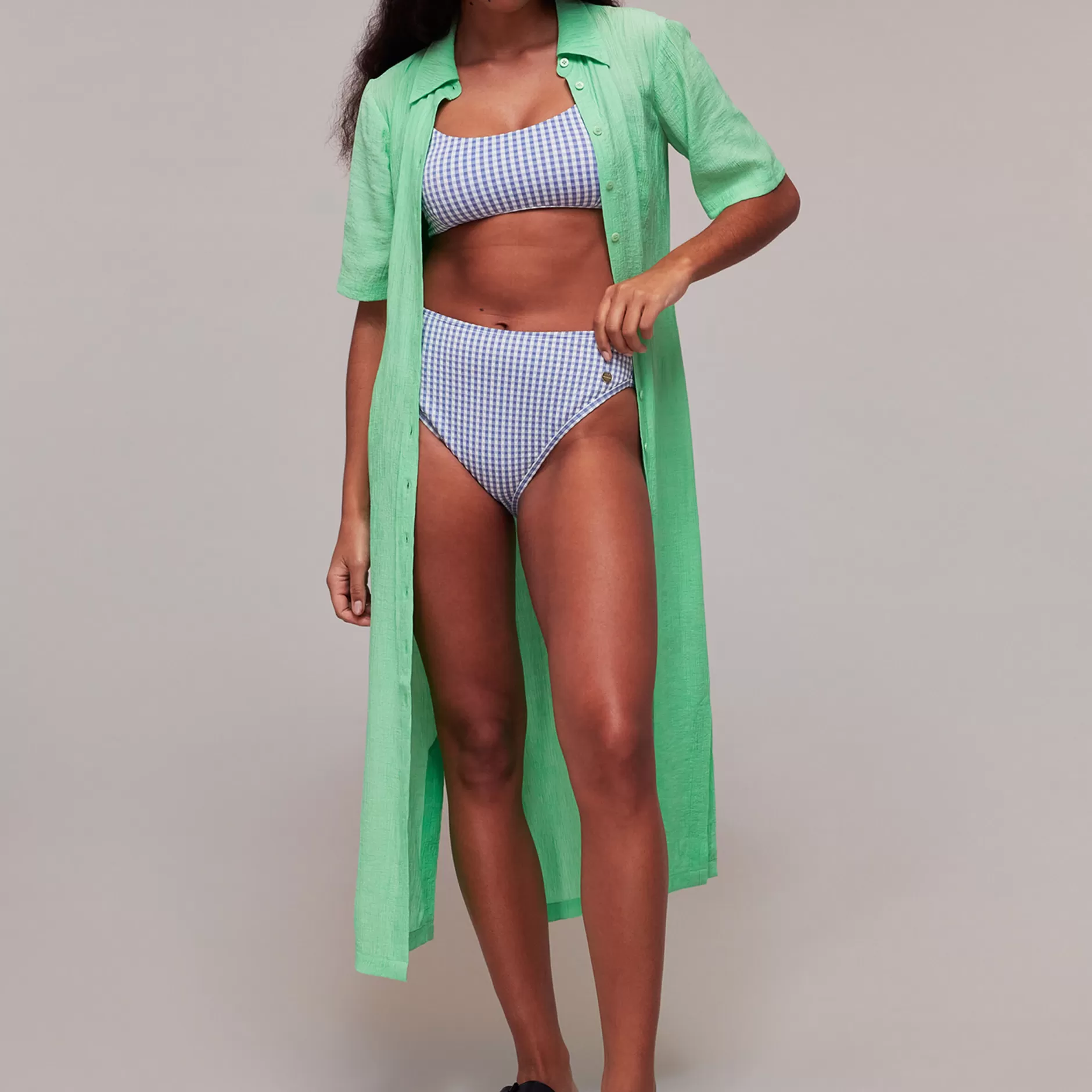 Women Whistles Swimwear | Gingham Texture Bikini Bottom