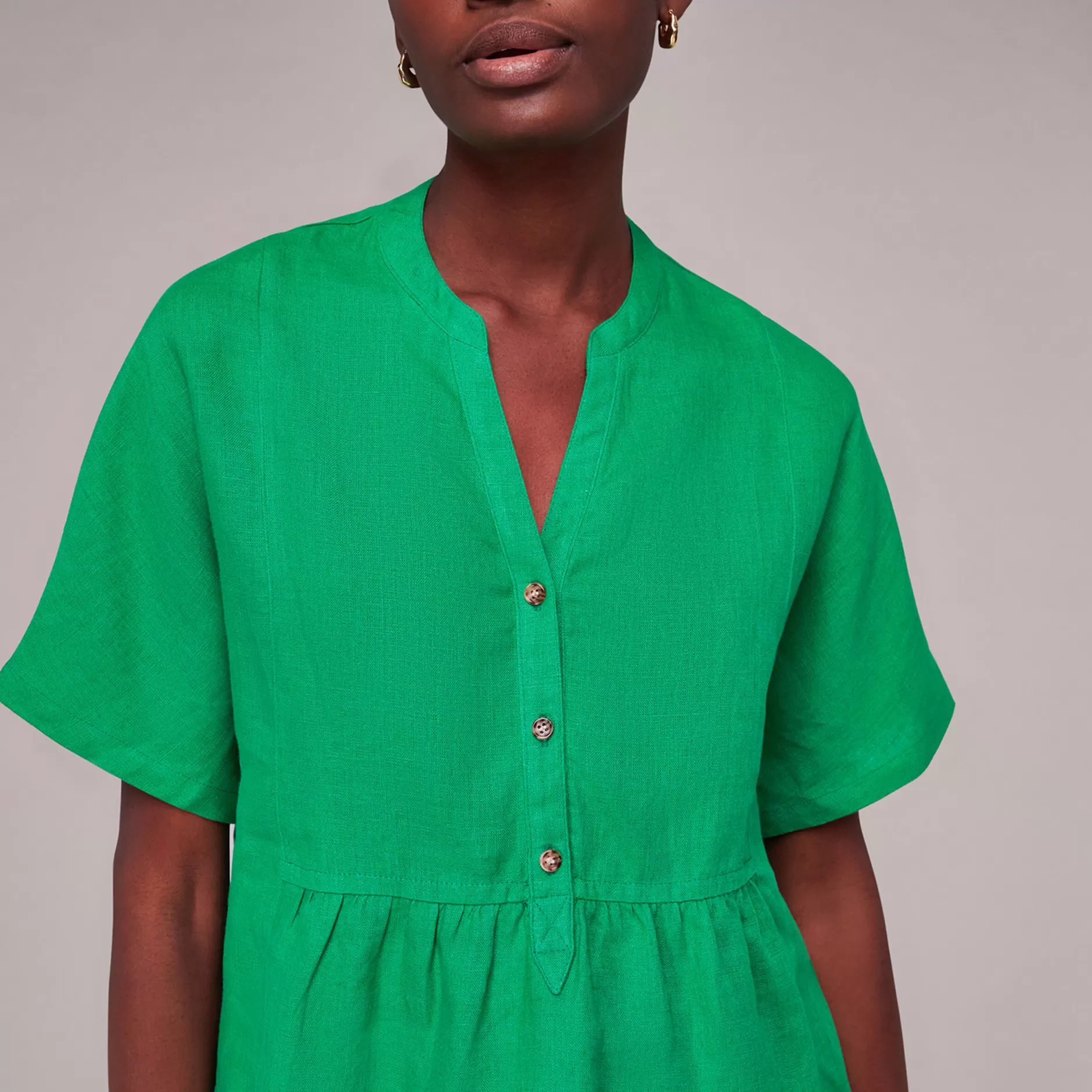 Women Whistles Tops | Hannah Linen Peplum Blouse