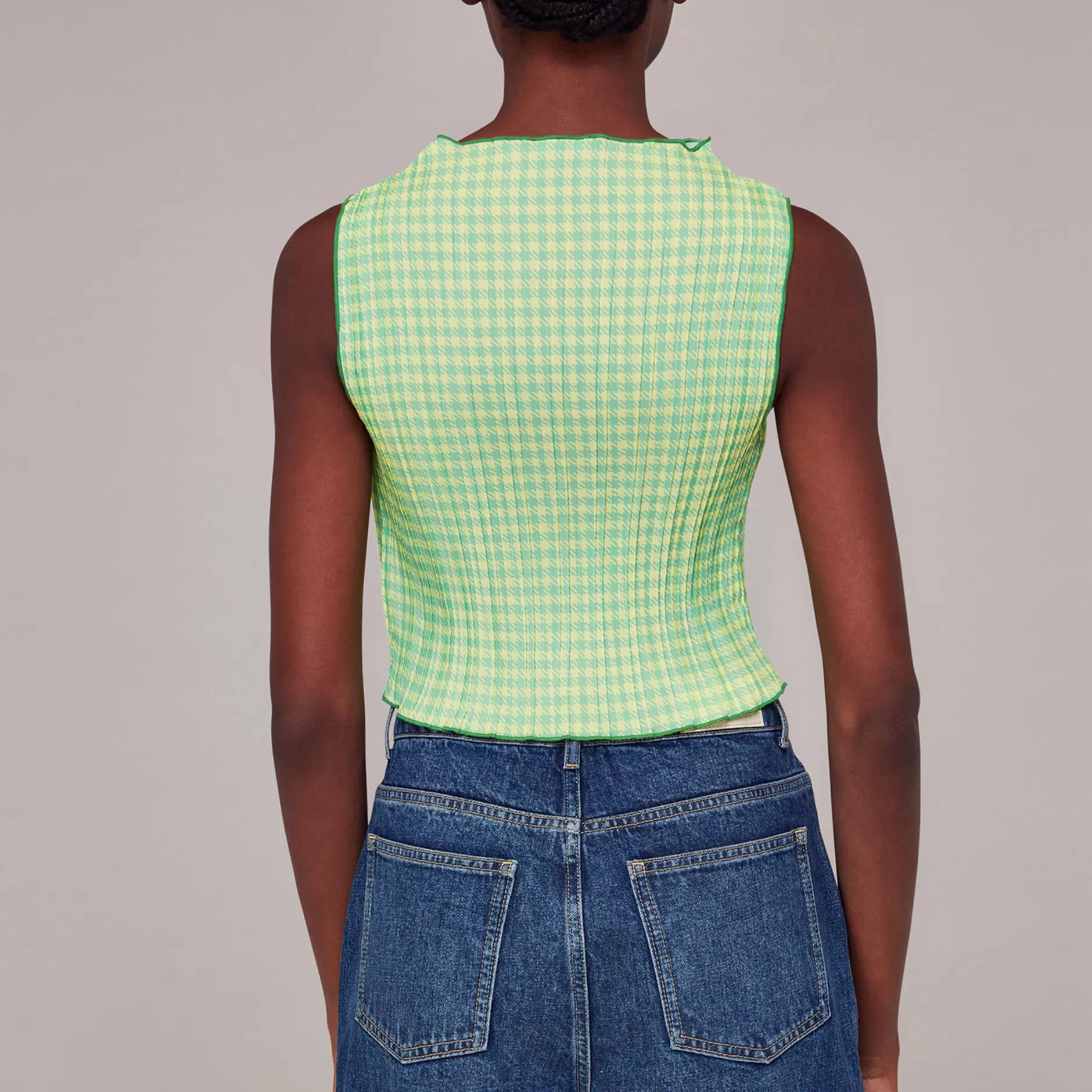 Women Whistles Tops | Houndstooth Gingham Plisse Top