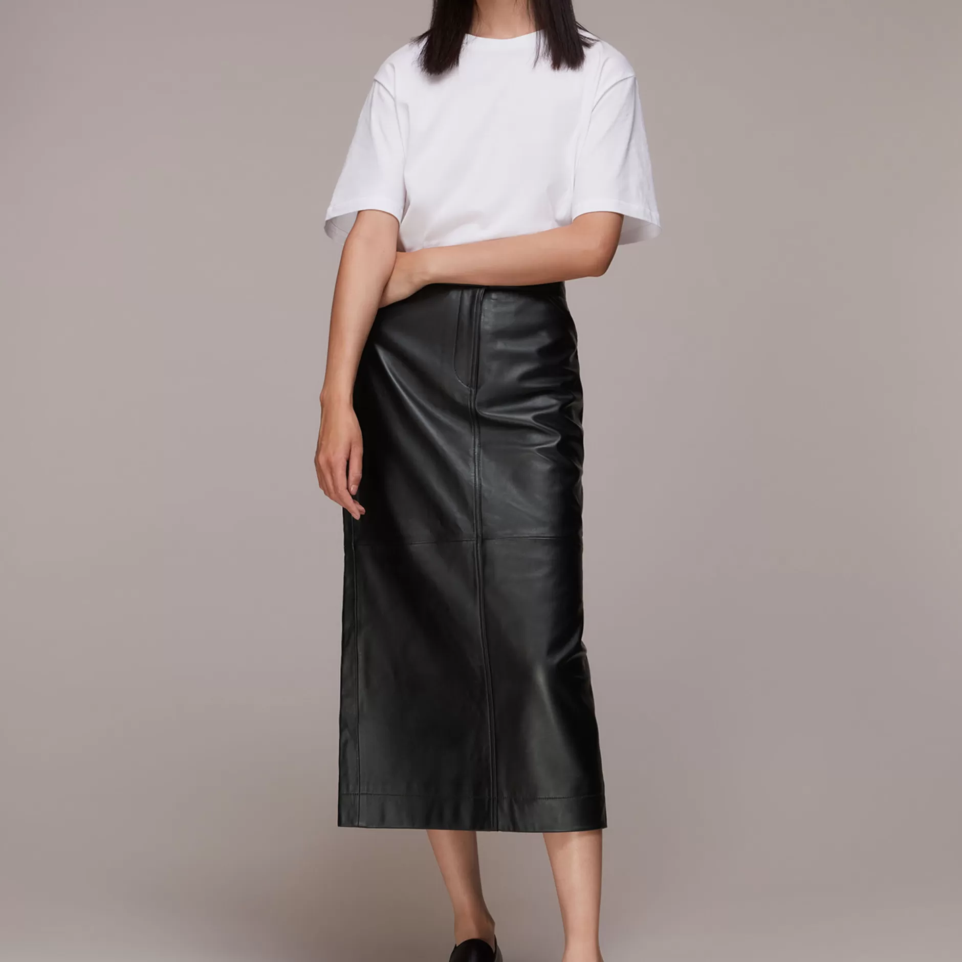 Women Whistles Tailoring | Jamie Leather Midi Skirt