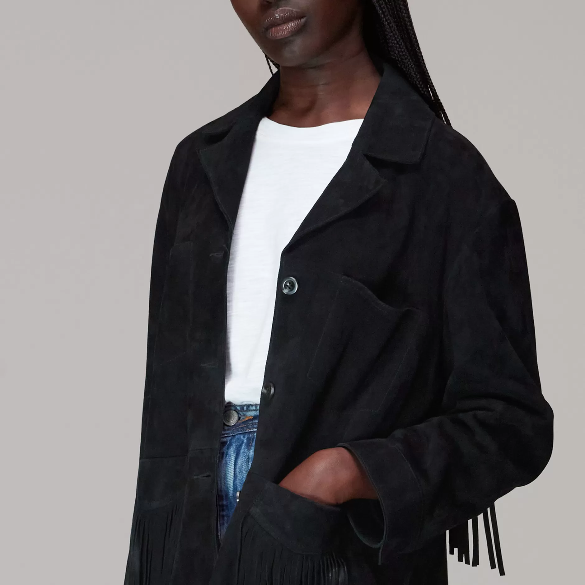 Women Whistles Jackets | Lani Tassel Suede Jacket