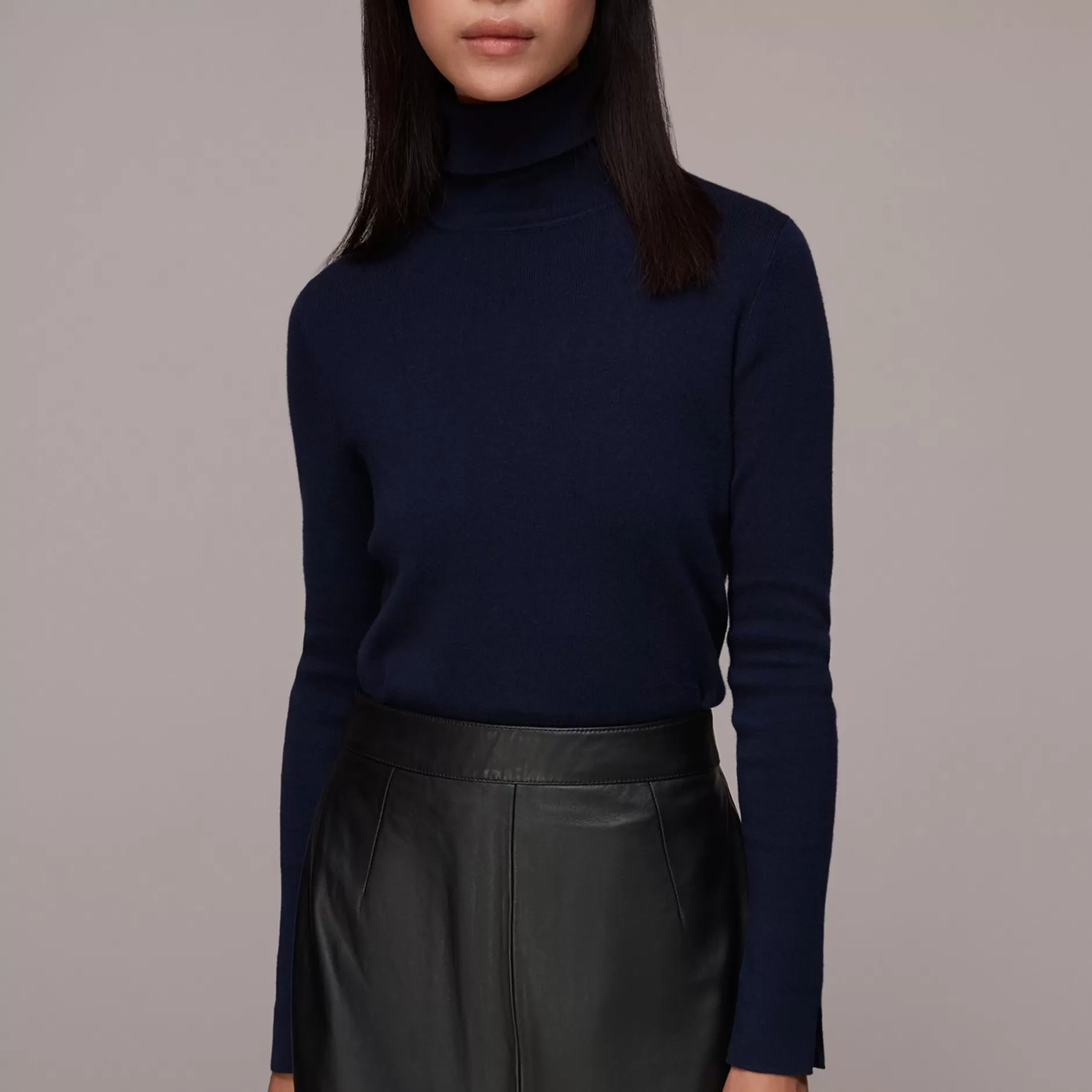 Women Whistles Tailoring | Leather Curved Hem Mini Skirt