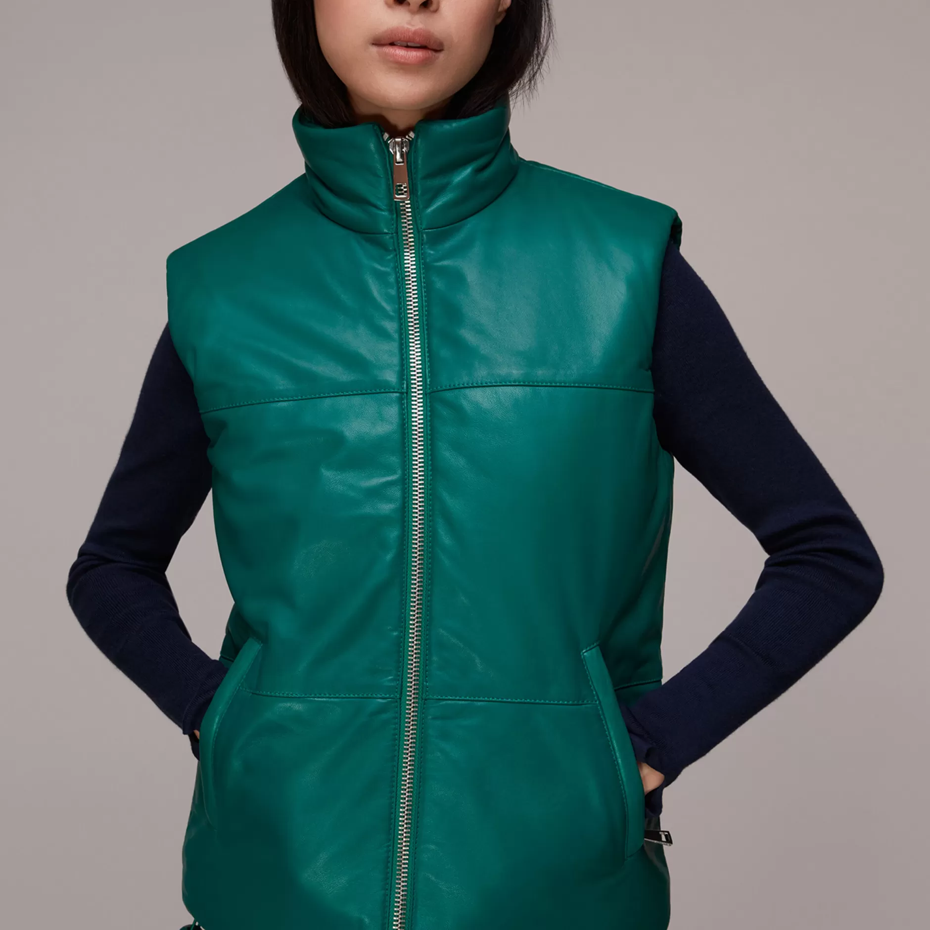 Women Whistles Coats | Leather Puffer Quilted Gilet