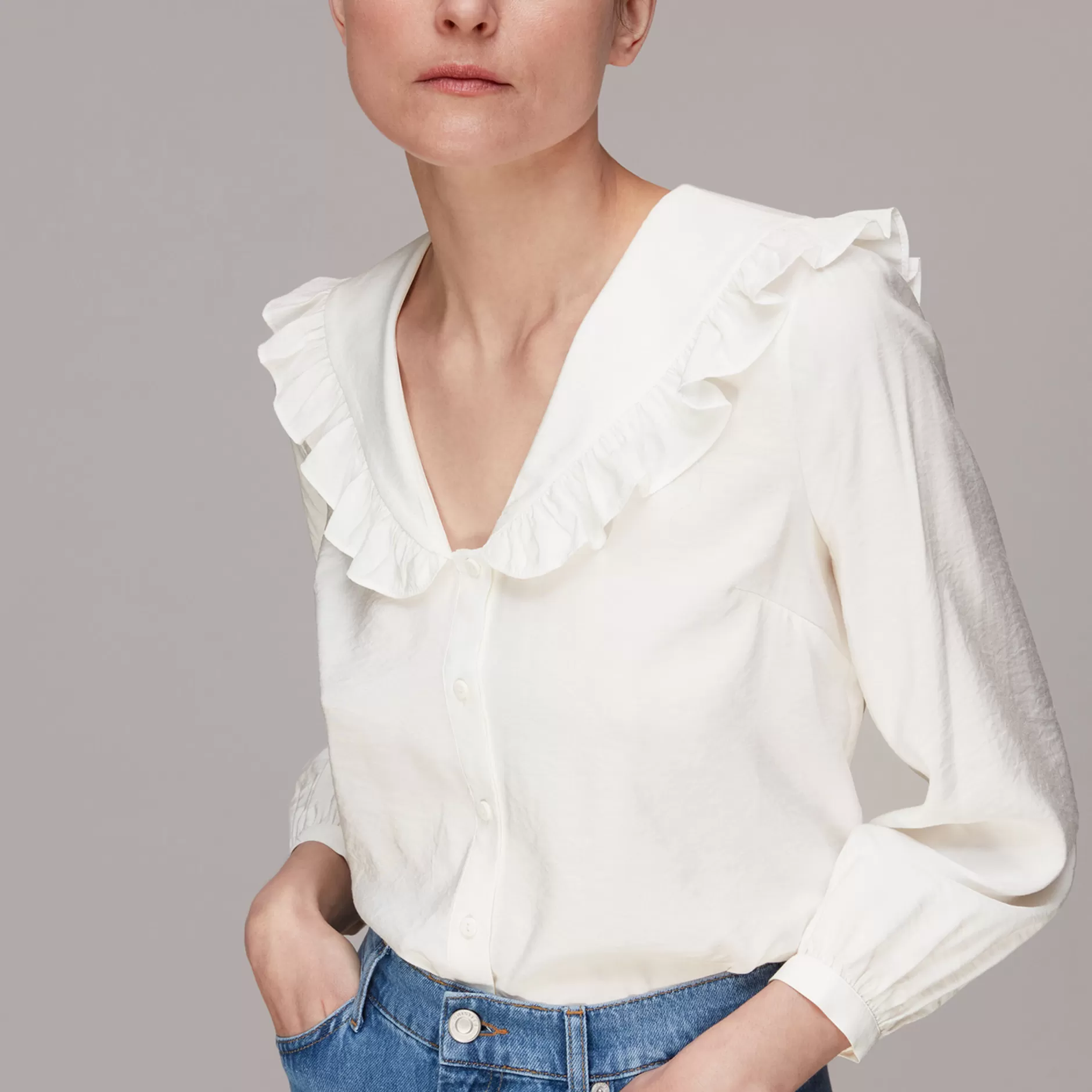 Women Whistles Tops | Lenny Frill Collar Detail Top