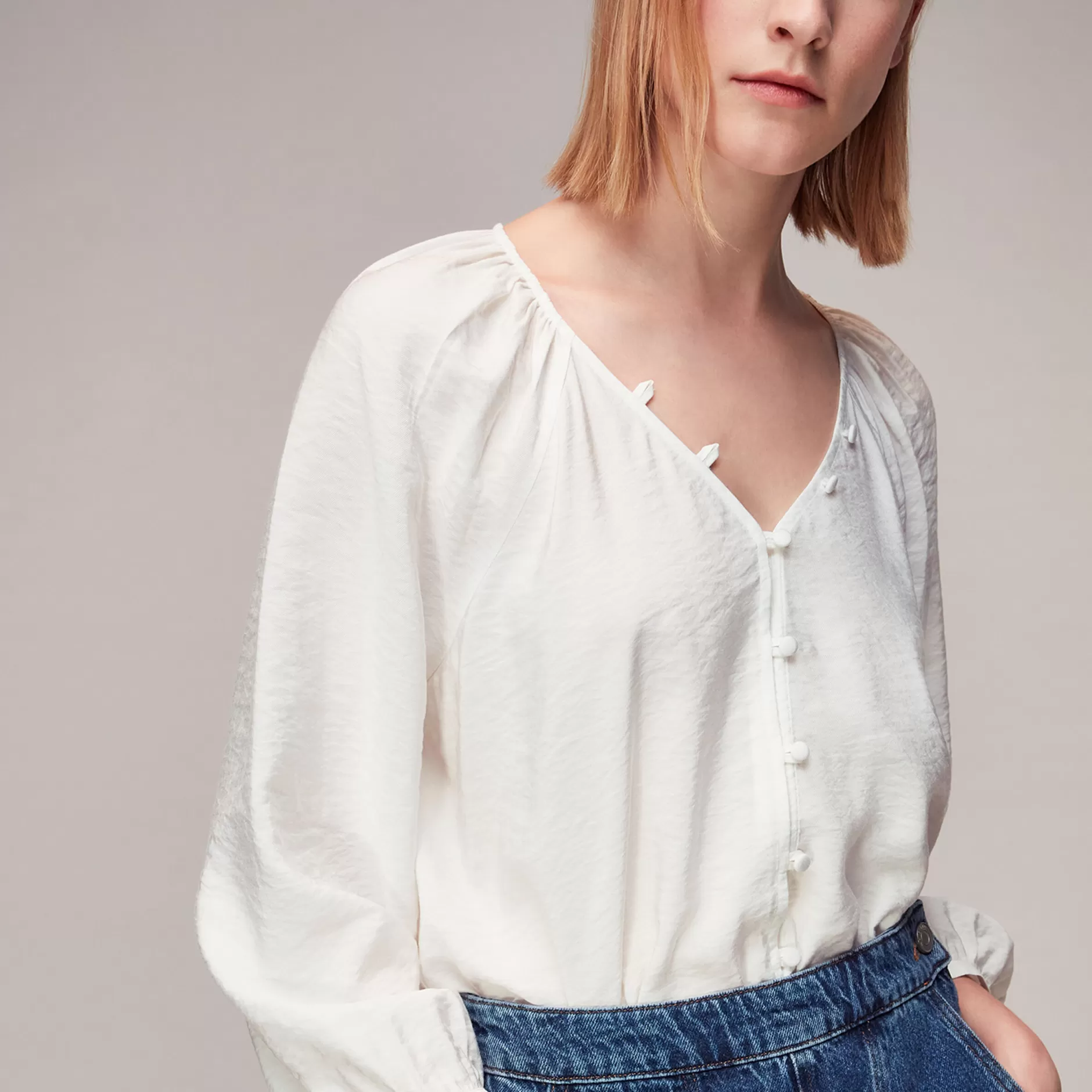 Women Whistles Tops | Lilly V Neck Button Top