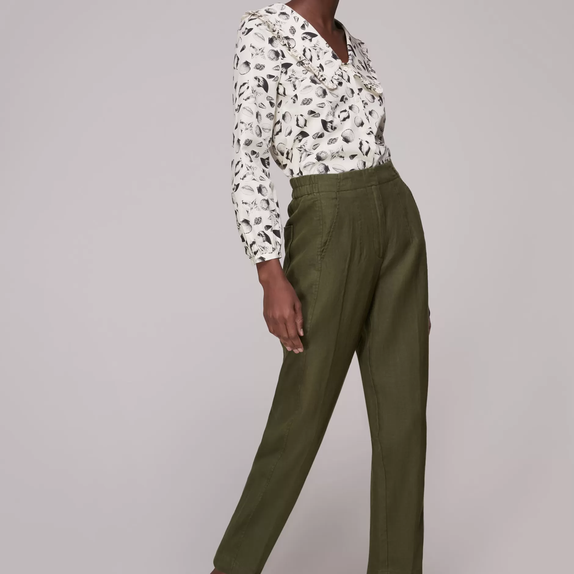 Women Whistles Trousers | Linen Barrel Leg Trouser