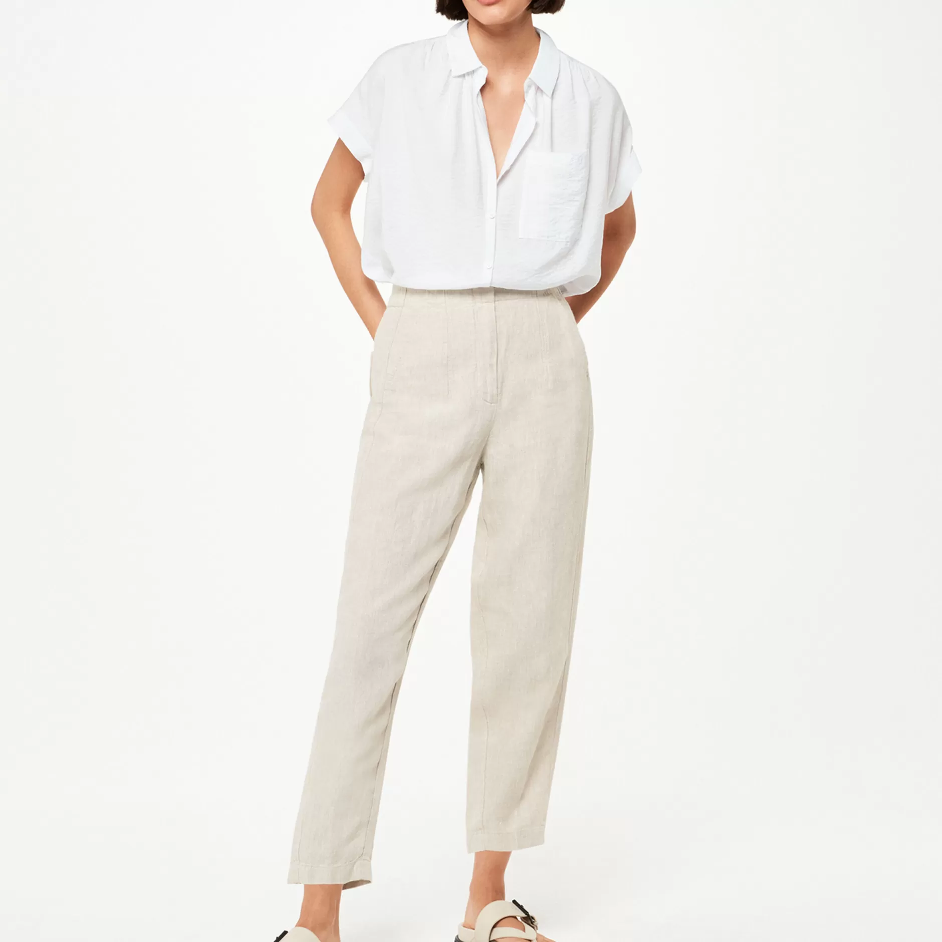 Women Whistles Trousers | Linen Barrel Leg Trouser