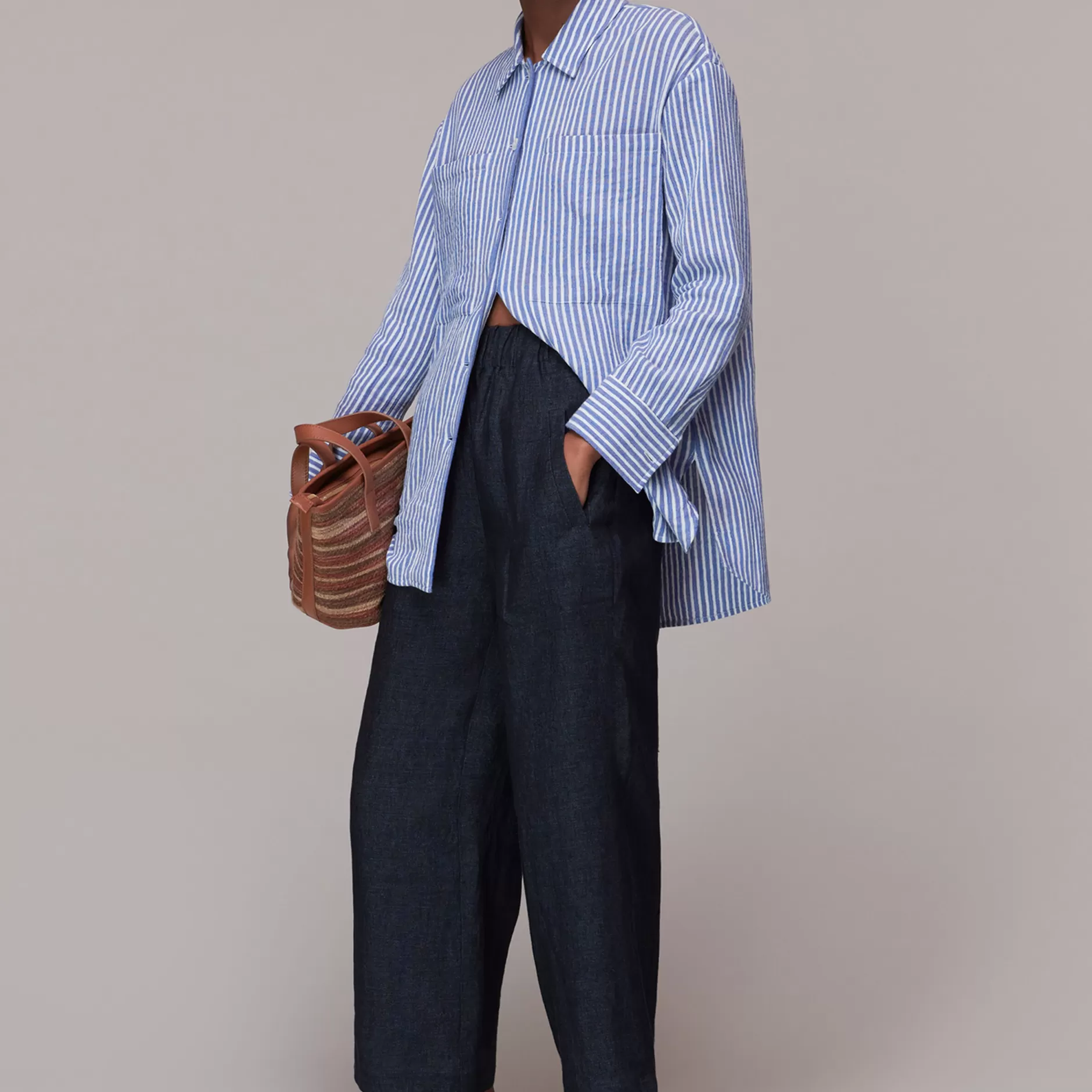 Women Whistles Trousers | Linen Indigo Trouser