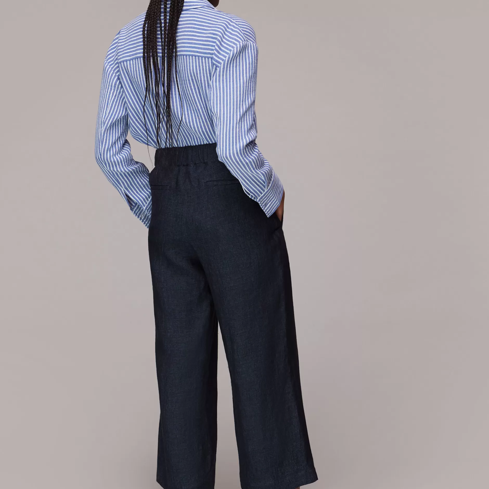 Women Whistles Trousers | Linen Indigo Trouser