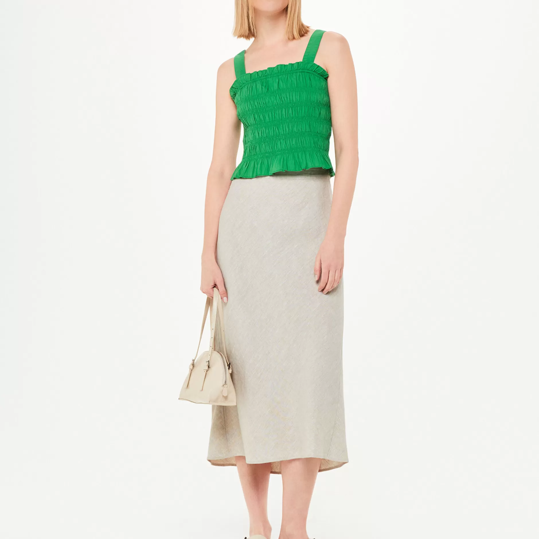 Women Whistles Skirts | Linen Side Button Skirt