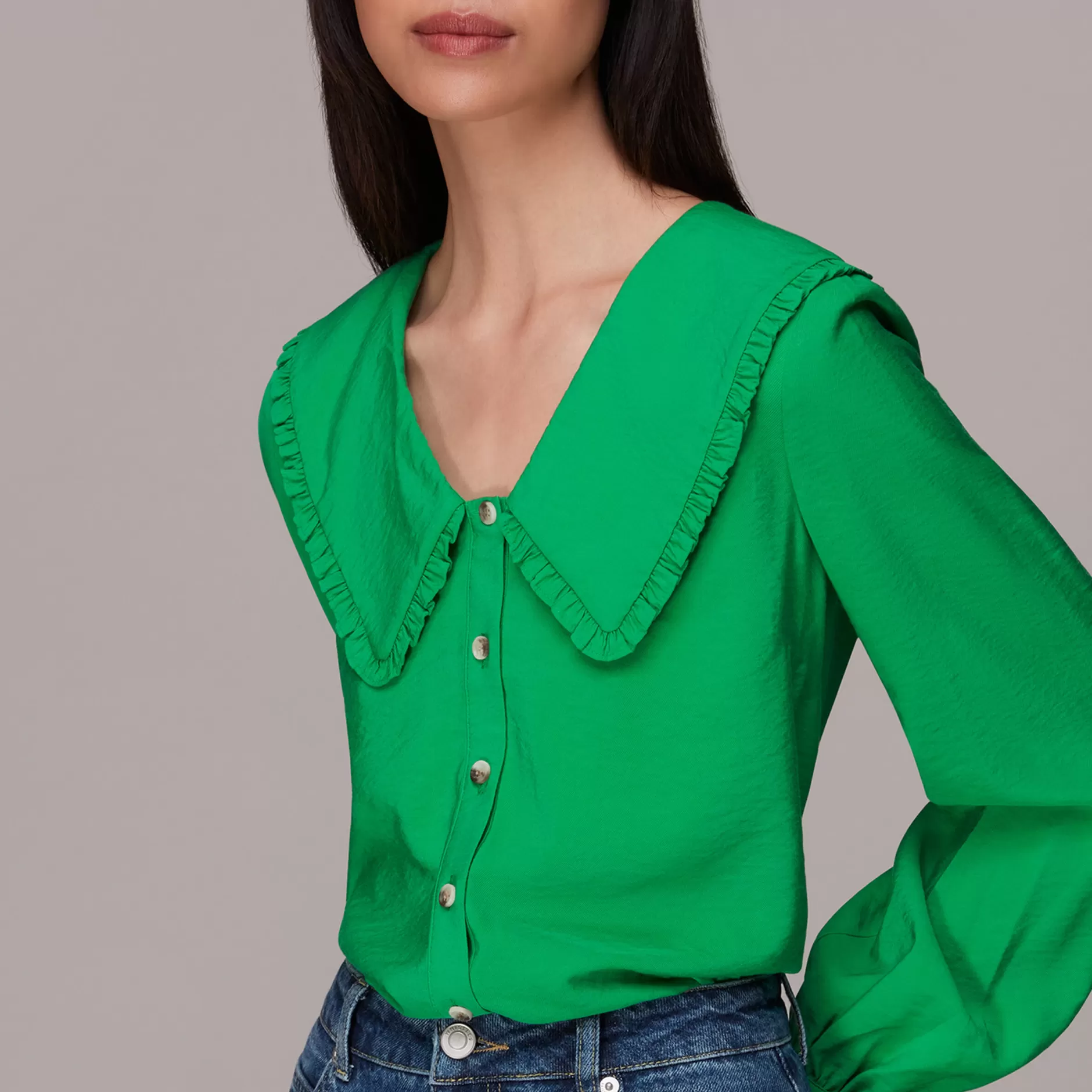 Women Whistles Tops | Oversized Collar Detail Top