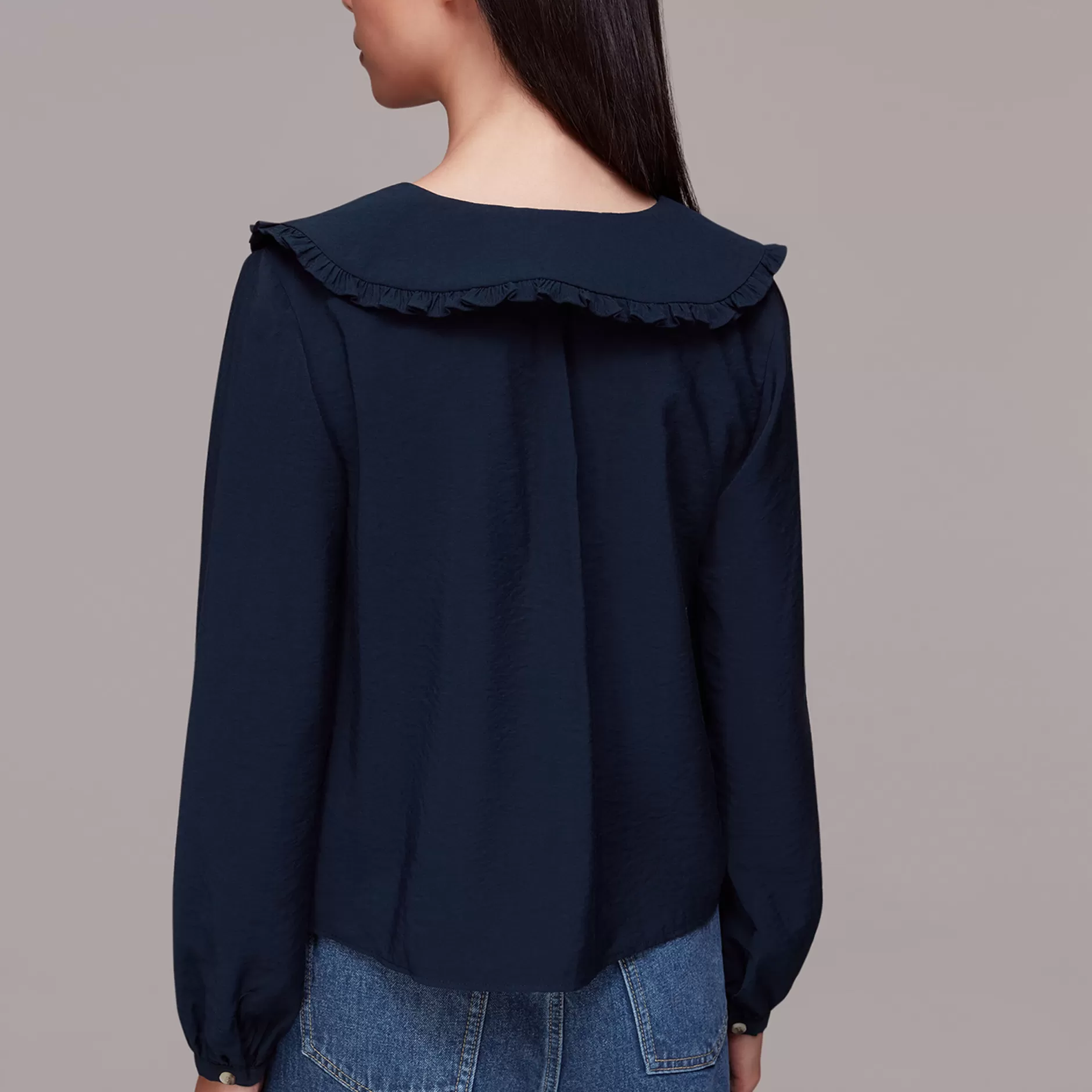 Women Whistles Tops | Oversized Collar Detail Top