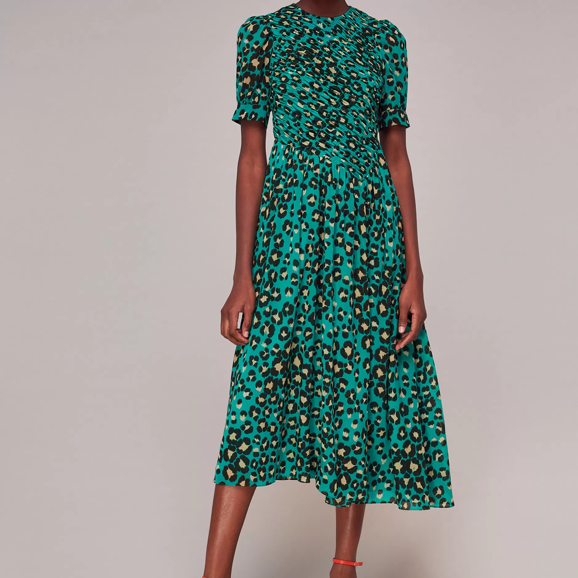 Women Whistles Dresses | Painted Leopard Shirred Dress