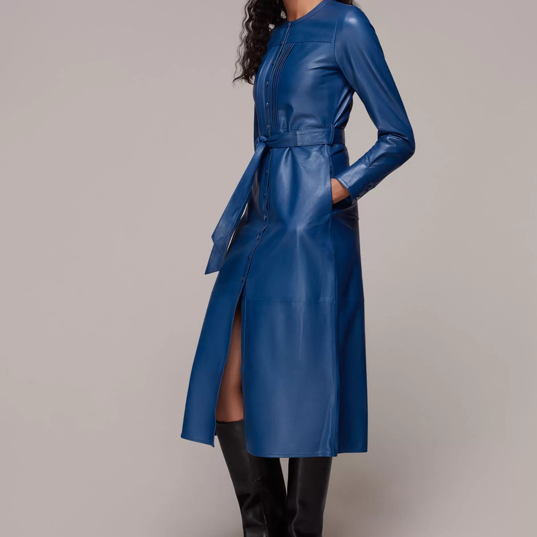 Women Whistles Dresses | Pintuck Leather Midi Dress