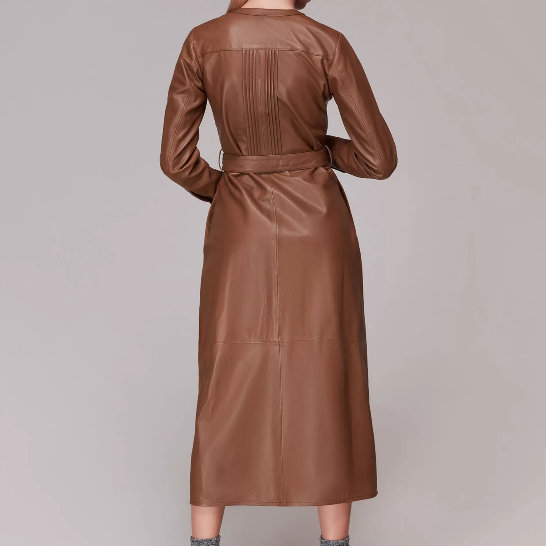 Women Whistles Dresses | Pintuck Leather Midi Dress