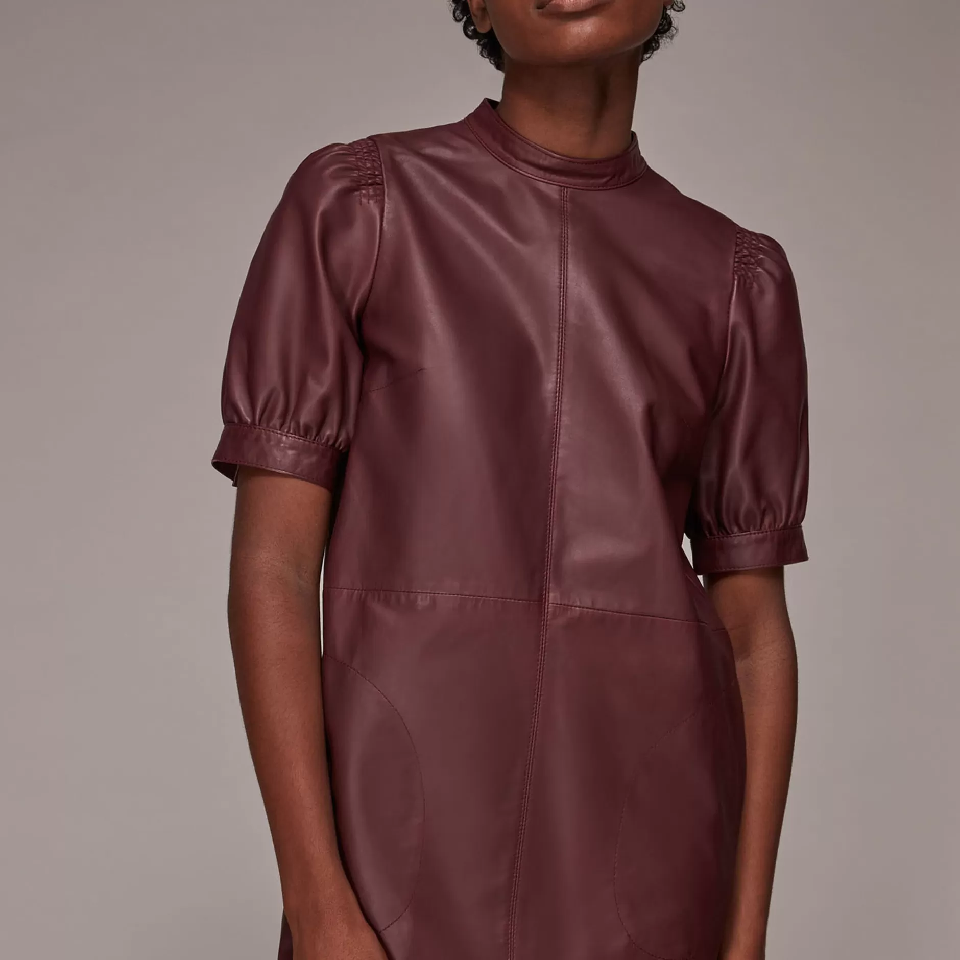 Women Whistles Dresses | Puff Sleeve Leather Dress